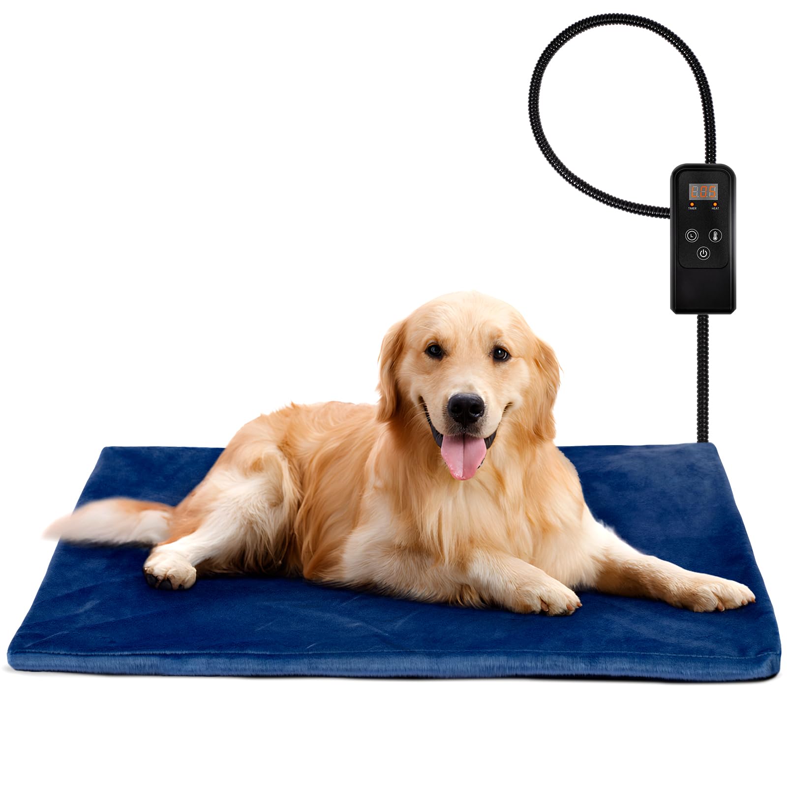 Niubya Pet Heating Pad For Dogs, Adjustable Temperature And Waterproof Electric Heated Mat With Timer, Chew Resistant Cord And S