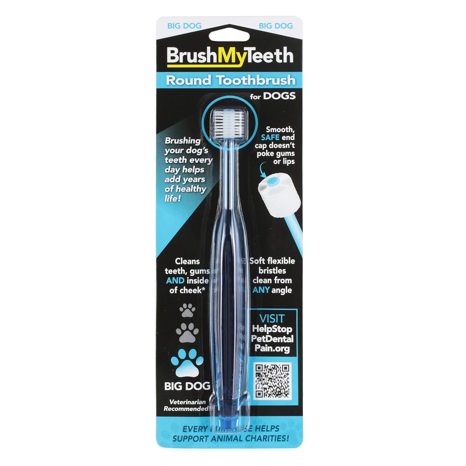 Brush My Teeth Big Dog Toothbrush, Rounded Brush Head with Soft Flexible Bristles for Safe and Gentle Brushing for Dogs, Any Lar
