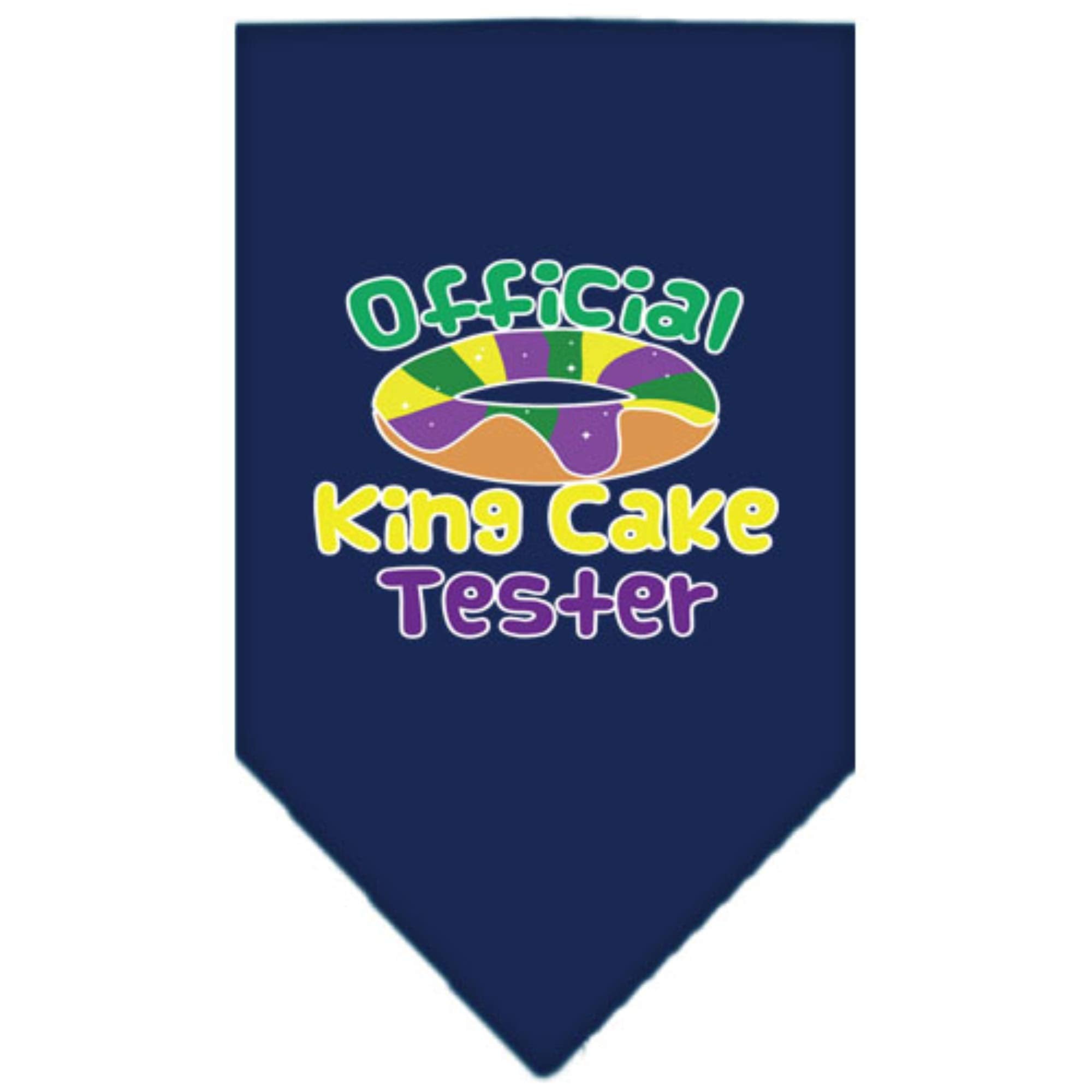 Mirage Pet Products King Cake Taster Screen Print Mardi Gras Bandana Navy Blue Small