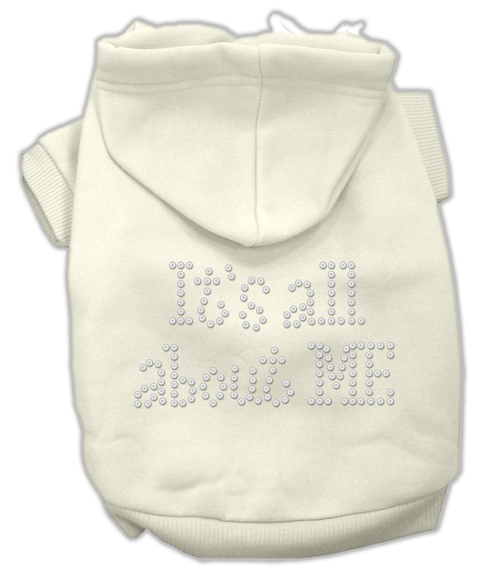 Mirage Pet Products 10-Inch It's All About Me Rhinestone Hoodies, Small, Cream