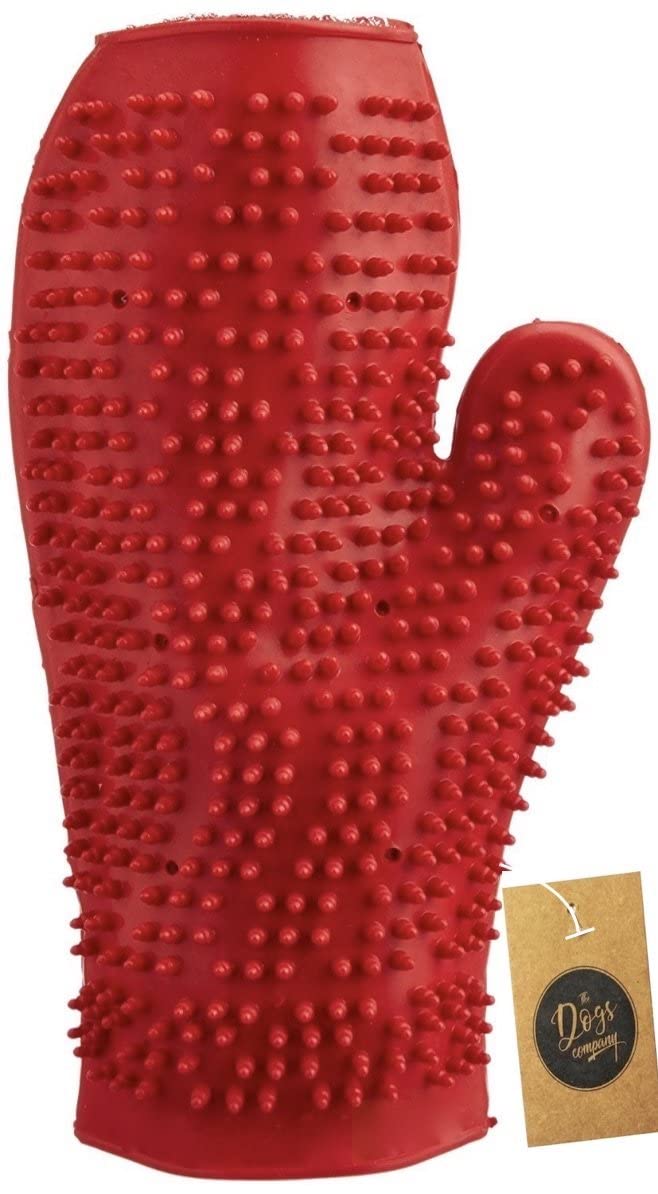 The Pets Company Dog Grooming Soothing Massage Rubber Bath Brush Glove, Hair Deshedding & Shampoo Tool For Dogs And Cats