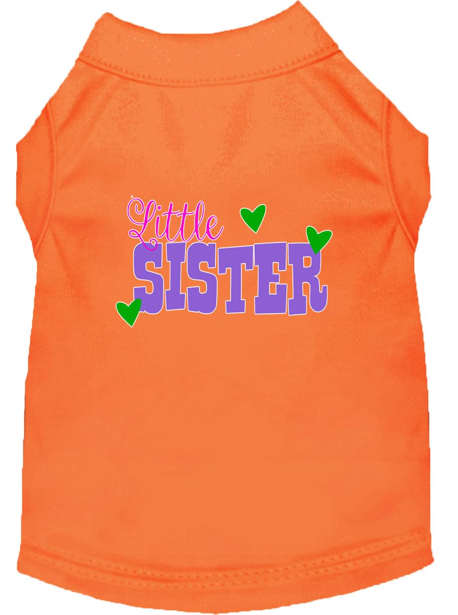 Pet Dog & Cat Shirt Screen Printed, "Little Sister" Orange XL (14-20 lbs.)