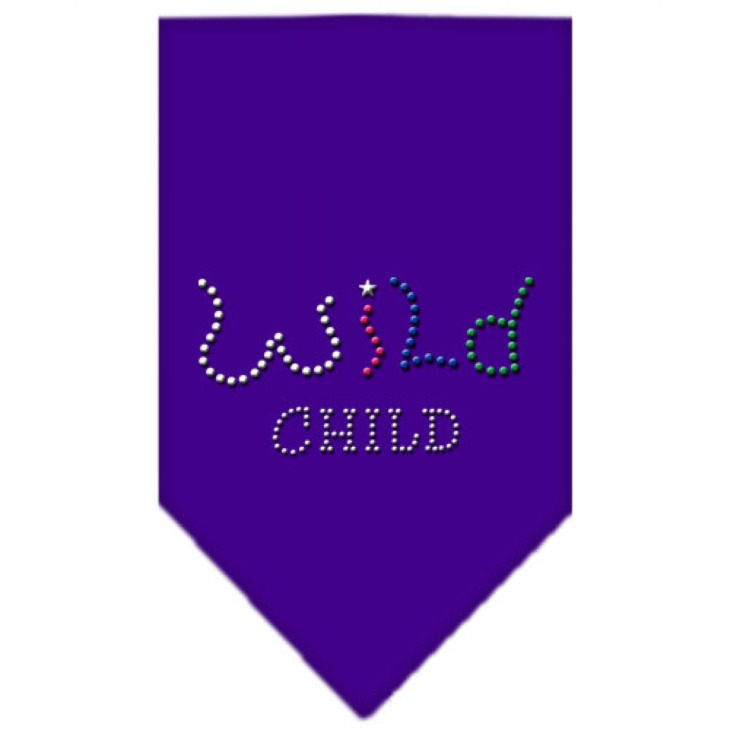 Pet and Dog Bandana Rhinestone, "Wild Child" Purple Small