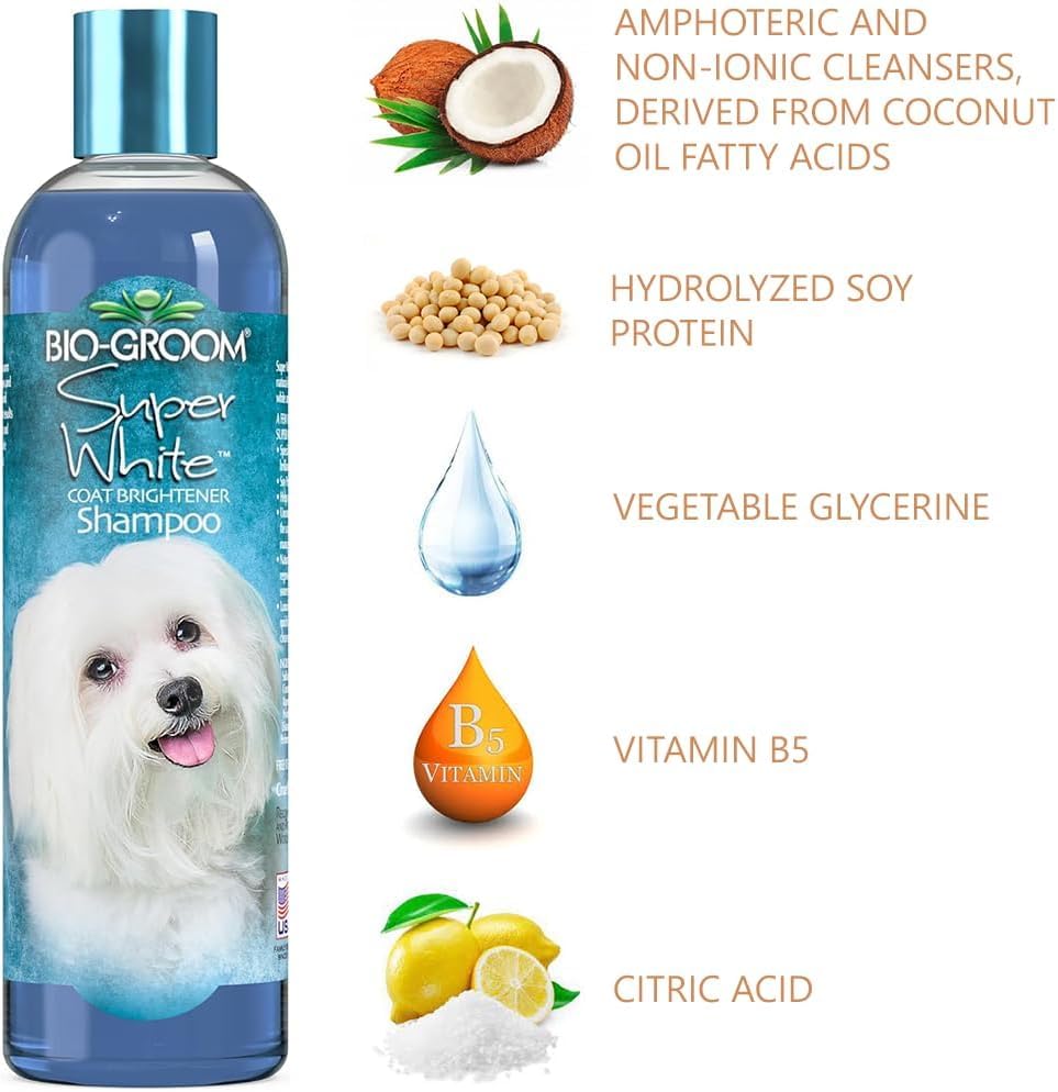 Bio-Groom Super White Dog Shampoo Whitening Pet Shampoo, Dog Bathing Supplies, Puppy Wash, Dog Grooming Supplies, Cruelty-Free,