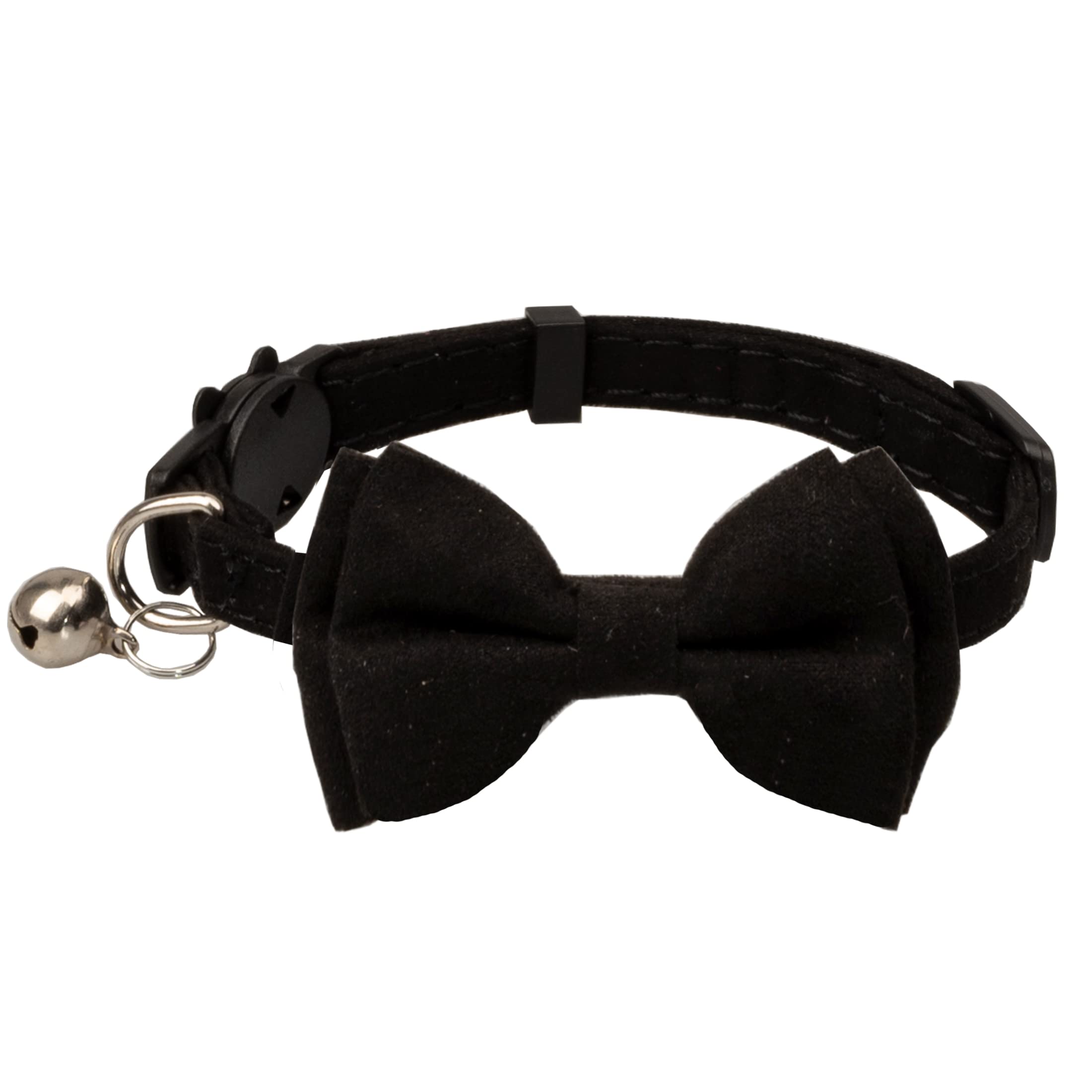 Gyapet Cat Collar With Bell Breakaway Kitten Small Puppy Safety Bow Tie Solid Wedding Basic Color [1Pc] Black