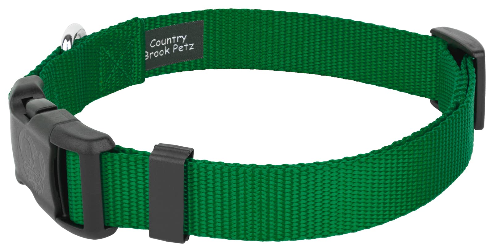 Country Brook Petz - 30+ Vibrant Colors - American Made Deluxe Nylon Dog Collar With Buckle (Extra Large, 1 Inch, Christmas Green)