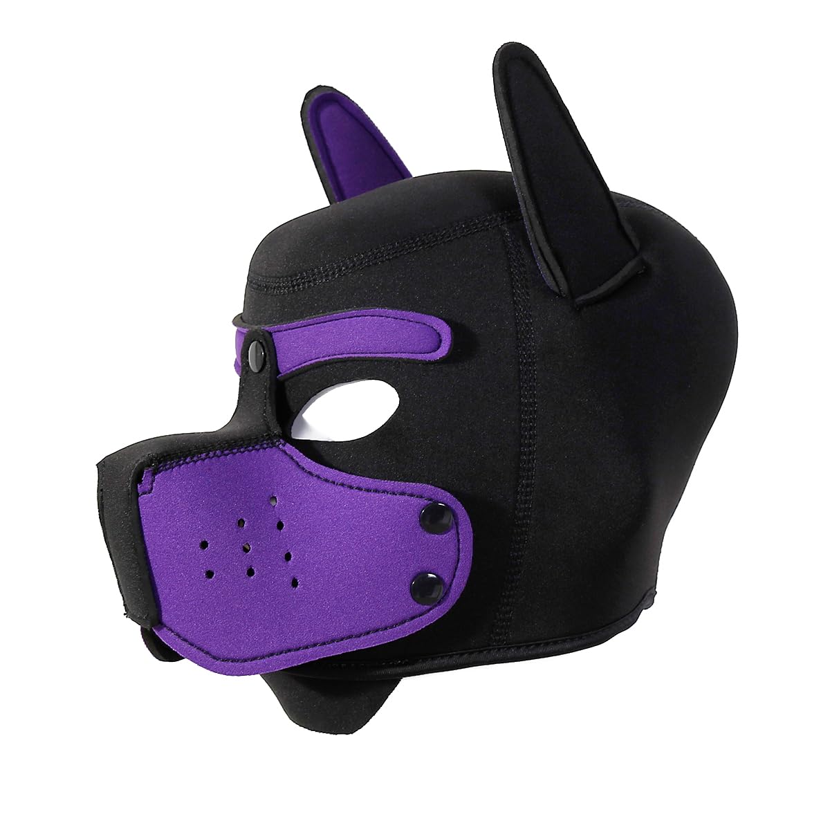 Quyuwowo Neoprene Puppy Face Muzzle Dog Removable Full Face Pup Hood Mask (Purple, One Size)