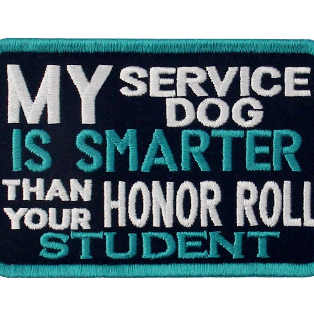 My Service Dog Is Smarter Vests/Harnesses Service Dog Emblem Embroidered Fastener Hook & Loop Patch