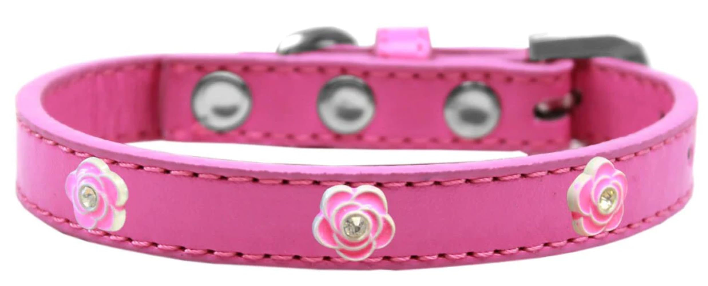 Dog, Puppy & Pet Widget Fashion Collar, Bright Pink Roses Lavender 16