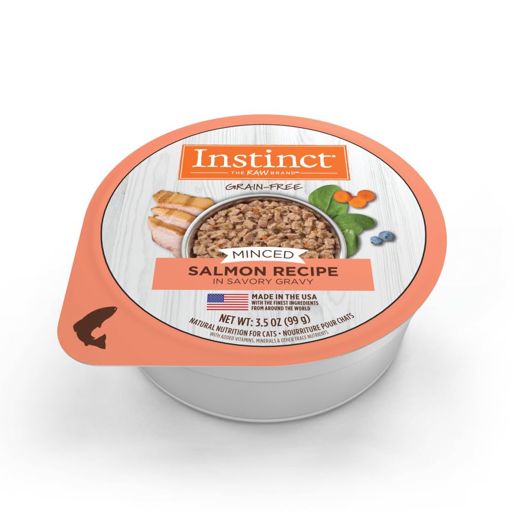 Instinct Grain Free Minced Recipe with Real Salmon Natural Wet Cat Food, 3.5 oz. Cups (Case of 12)