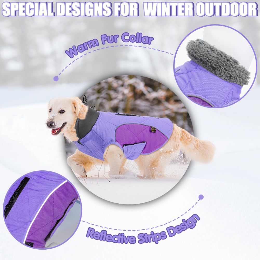 Emust Dog Winter Coats, Windproof Dog Jackets For Cold Weather With Lofty Collar, Reflective Puppy Clothes For Small Dog Clothes