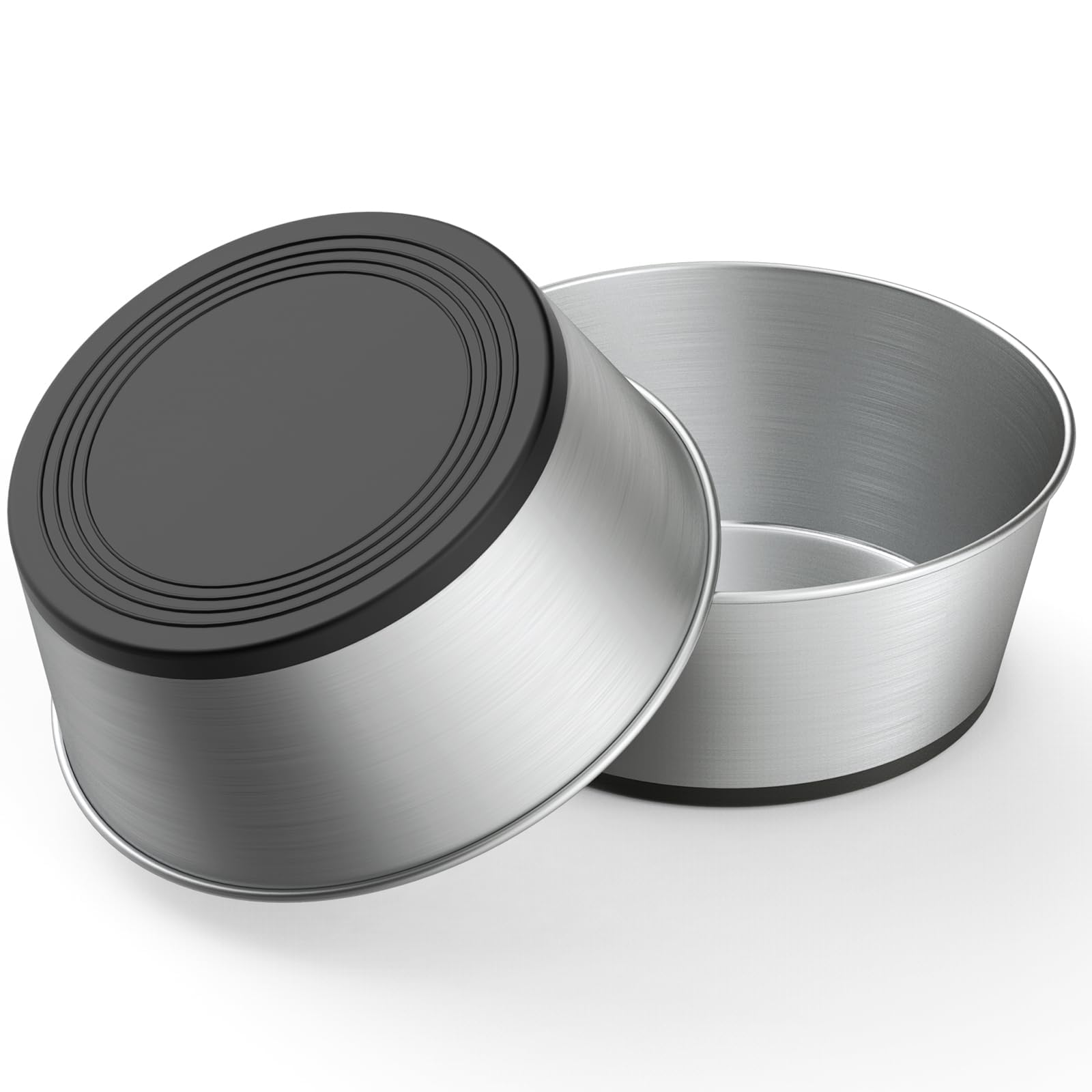 WROSWT Stainless Steel Dog Bowls Set of 2, Anti Rust Metal & Non Slip Rubber Base, Heavy Duty Large Feeding Dishes, Food Grade B