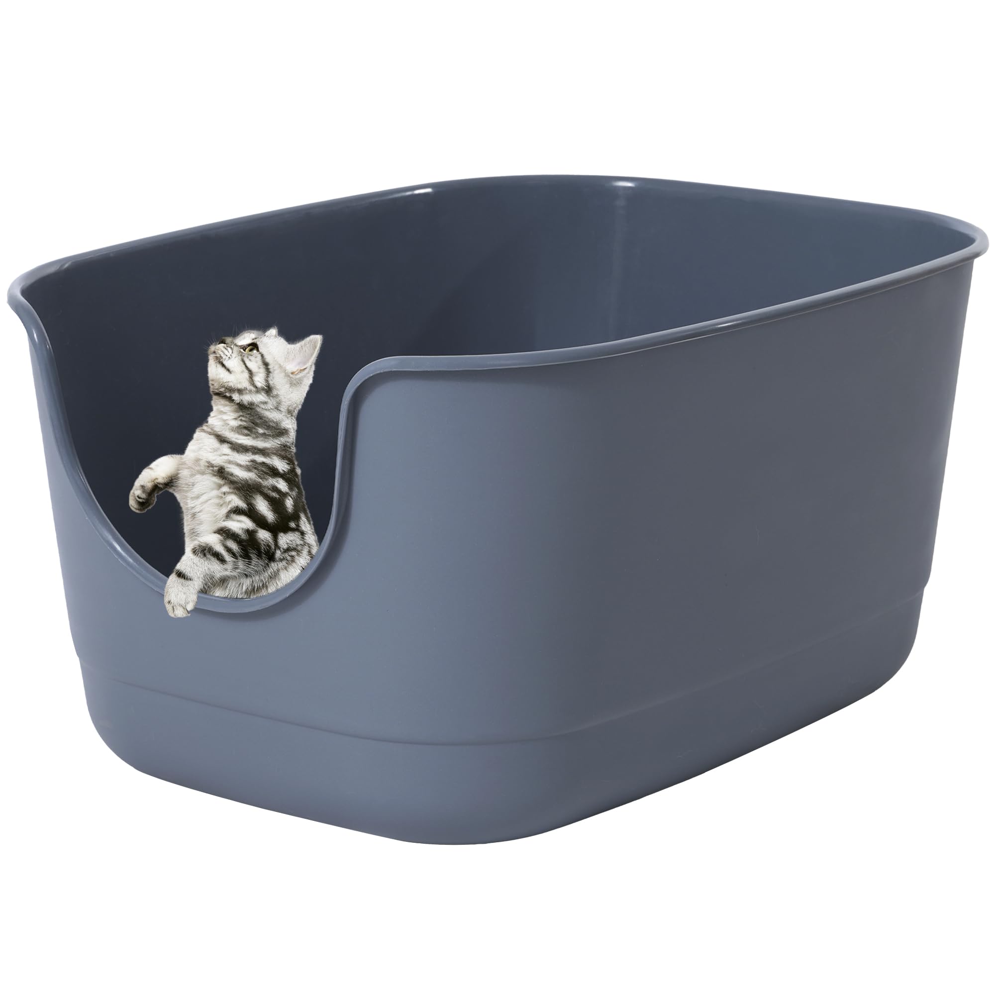 Gefryco Large Cat Litter Box with High Sided 24.6x18.3x12.2 - Jumbo Extra Large Open Anti - Splashing High Wall for Multiple Cat