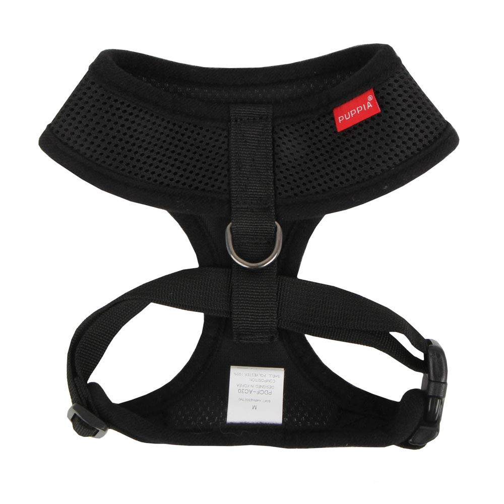 Puppia Soft Dog Harness No Choke Over-The-Head Triple Layered Breathable Mesh Adjustable Chest Belt And Quick-Release Buckle, Bl