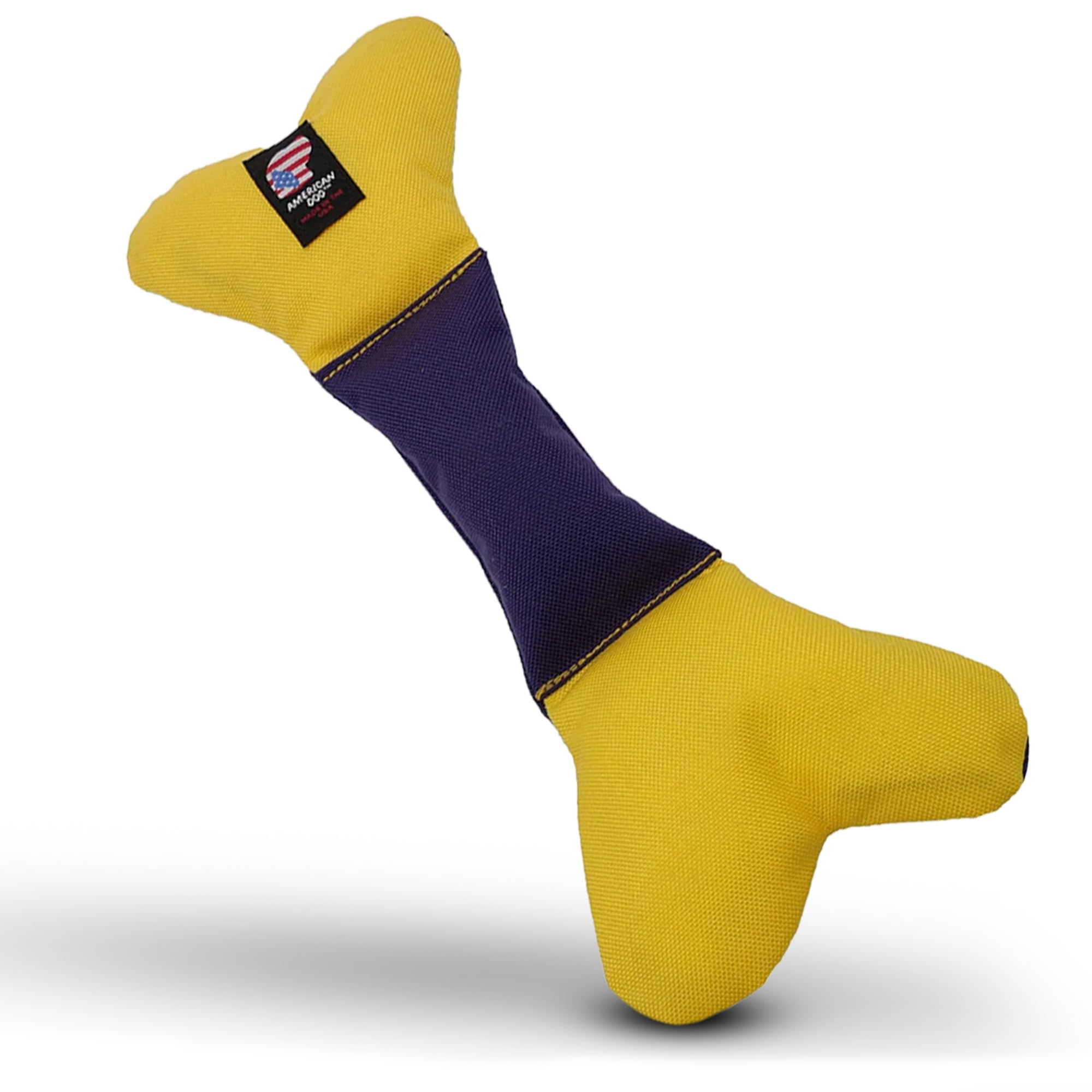 American Dog Da Bone - Durable Fetch Dog Toy Made In Usa From Pet-Safe, Machine-Washable 1000D Nylon Material With Squeaker For 