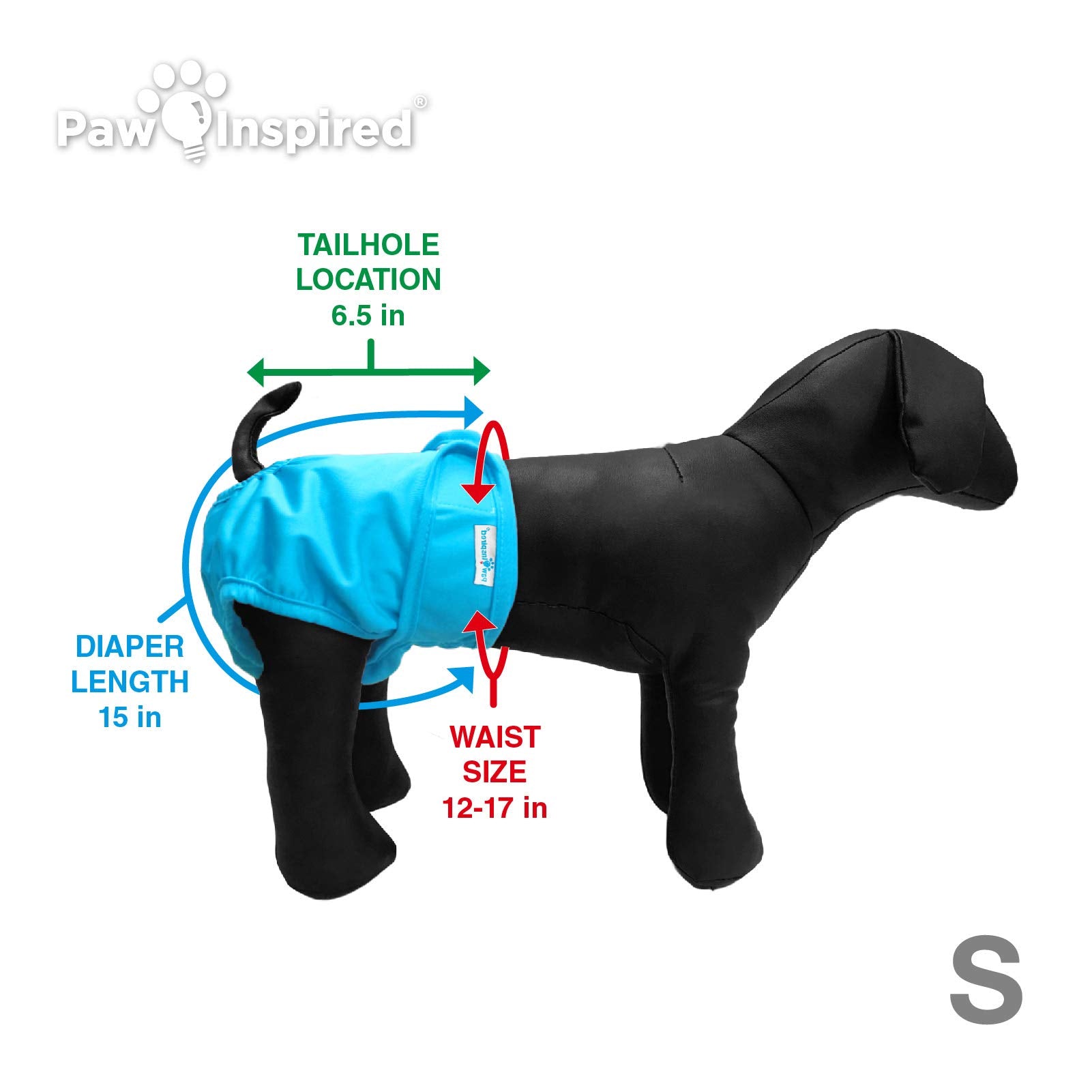 Paw Inspired Washable Dog Diapers | Reusable Dog Diapers | Female Dog Diapers | Absorbent Dog Diapers | Doggie Diaper | 3 Pc | M