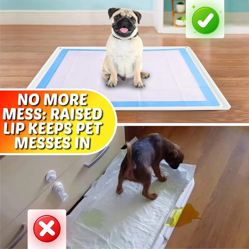 Skywin Tidyfriend Pee Pad Holder Tray 30 X 36 Inches, Silicone Dog Potty Tray, Easy To Clean No Spill Dog Potty Training Pad Hol