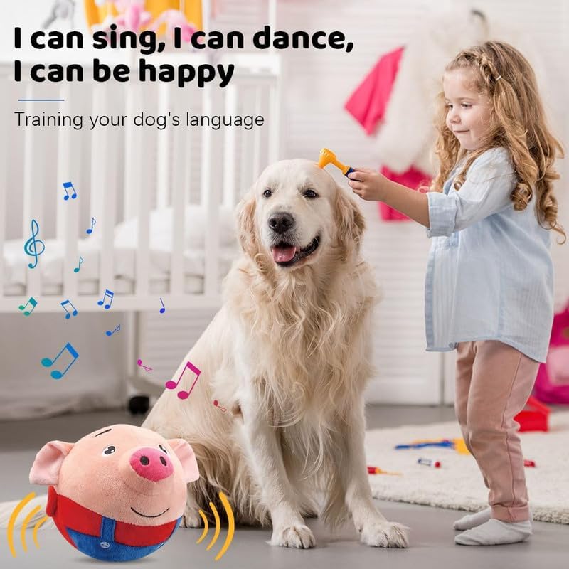 Interactive Dog Toys,Active Moving Pet Plush Toy,2025 New Shaking Dog Ball Pig Dog Toy Interactive Dog Ball With Song Squeaky Mo