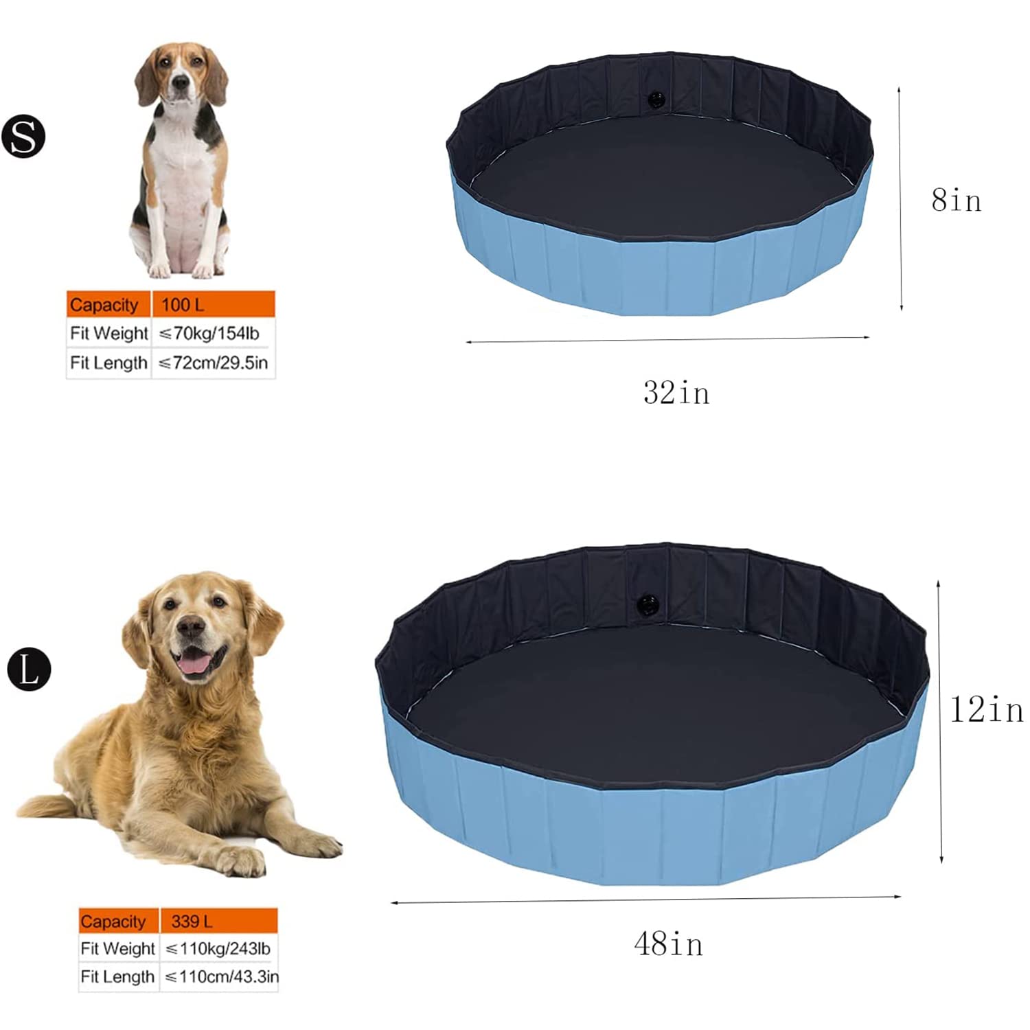 Lxiyu Upgraded Foldable Dog Pet Swimming Pool Plastic Children'S Padding Pool Bathtub Large Small Dogs Outdoor Leak-Proof Collap