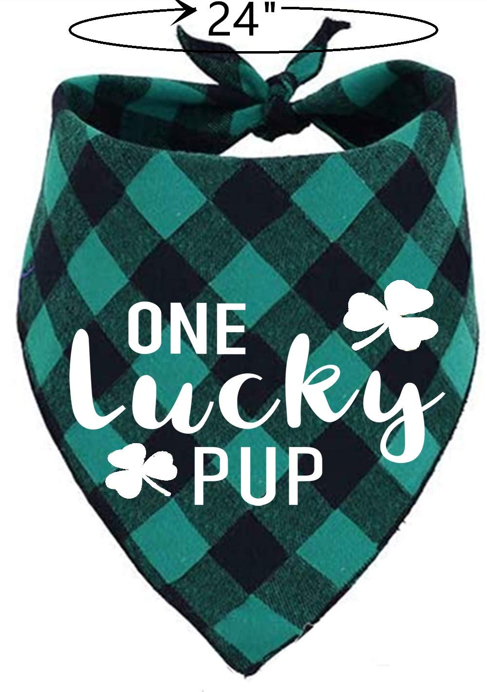 St Patricks Day Dog Costume, Green Shamrock Headband And Buffalo Plaid Pet Bandana
