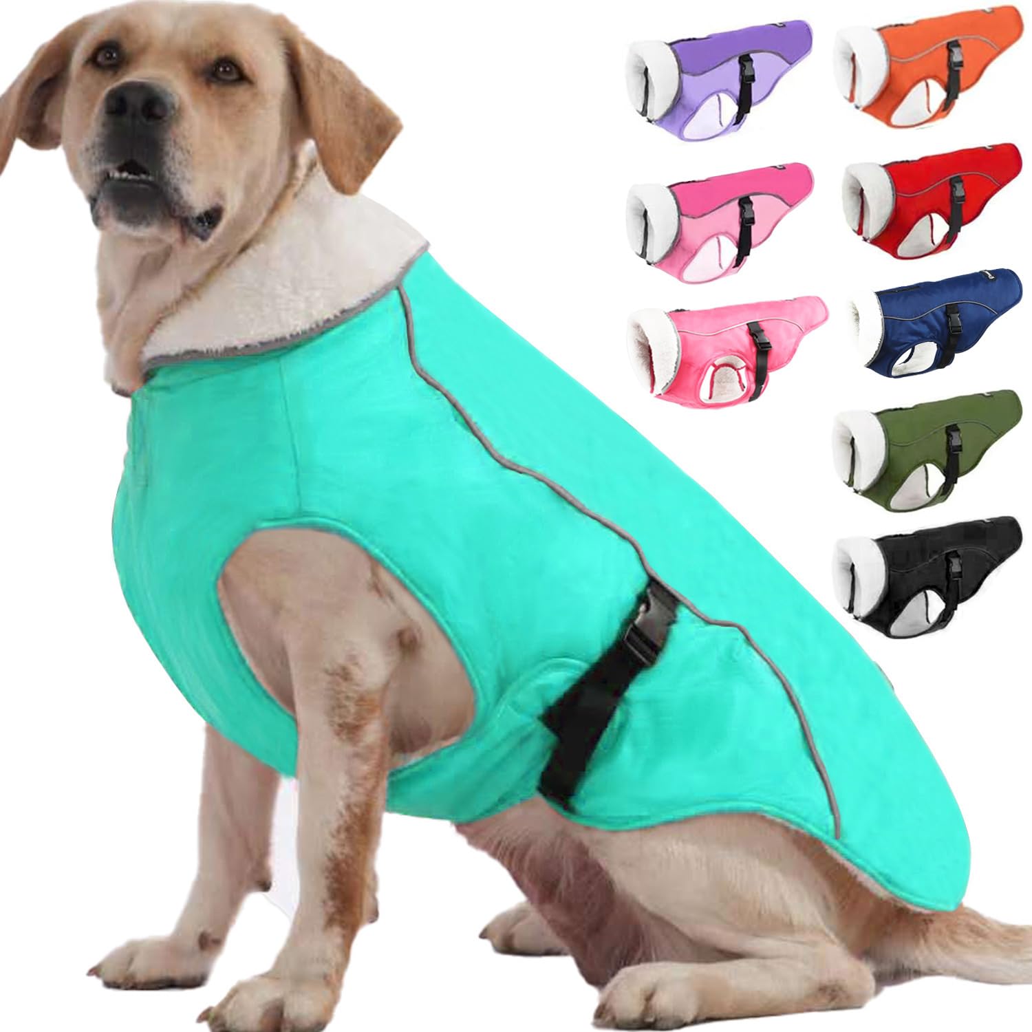 Emust Dog Jacket Winter, Cozy Windproof Dog Jacket For Cold Weather, Solid Color Dog Vests For Winter For Medium Dogs, Turquoise