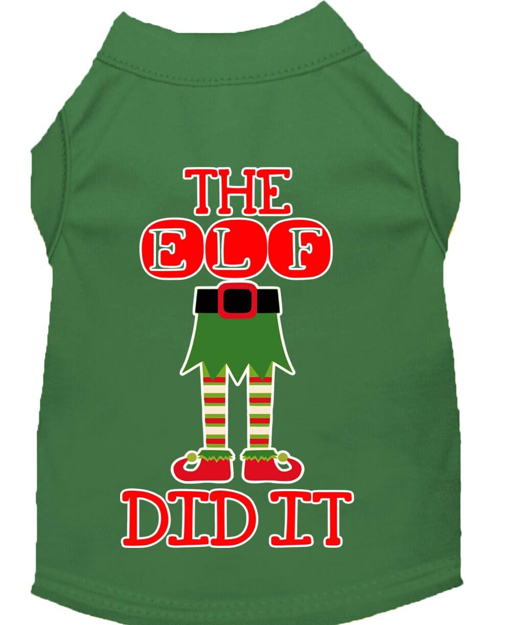 Christmas Pet Dog & Cat Shirt Screen Printed, "The Elf Did It" Baby Blue 3XL (25-35 lbs.)