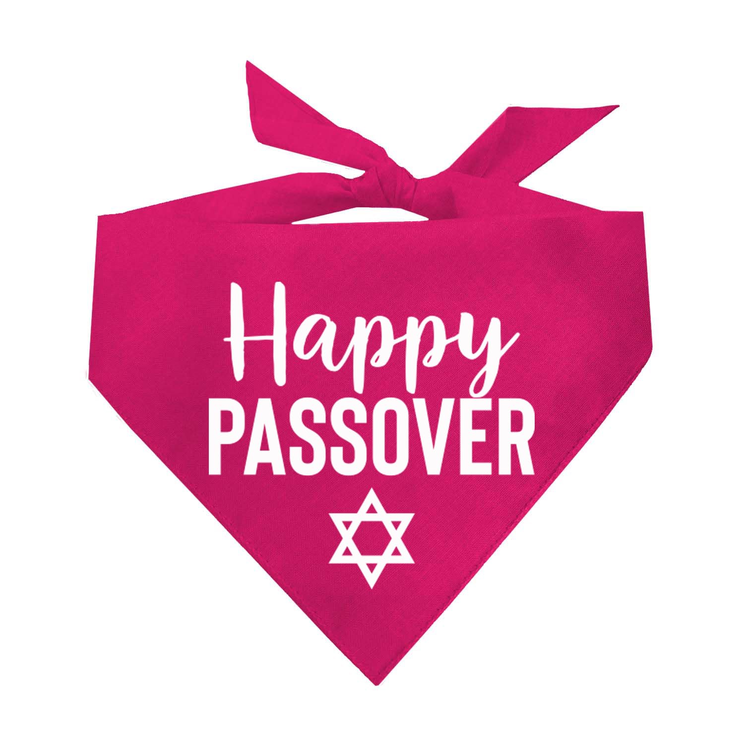 Happy Passover Jewish Star Happy Passover Dog Bandana | 100% Cotton Adjustable Triangle | Made In Usa | Passover | Jewish Holida