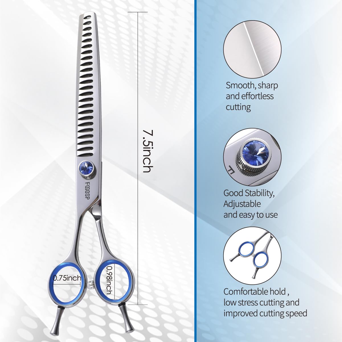 Chunkers Dog Grooming Scissors Left Handed 7.5'' Professional Thinning Shears For Dogs Pet Grooming Scissors Chunkers Shears Dog