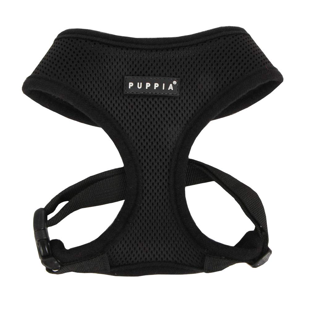 Puppia Soft Dog Harness No Choke Over-The-Head Triple Layered Breathable Mesh Adjustable Chest Belt And Quick-Release Buckle, Bl