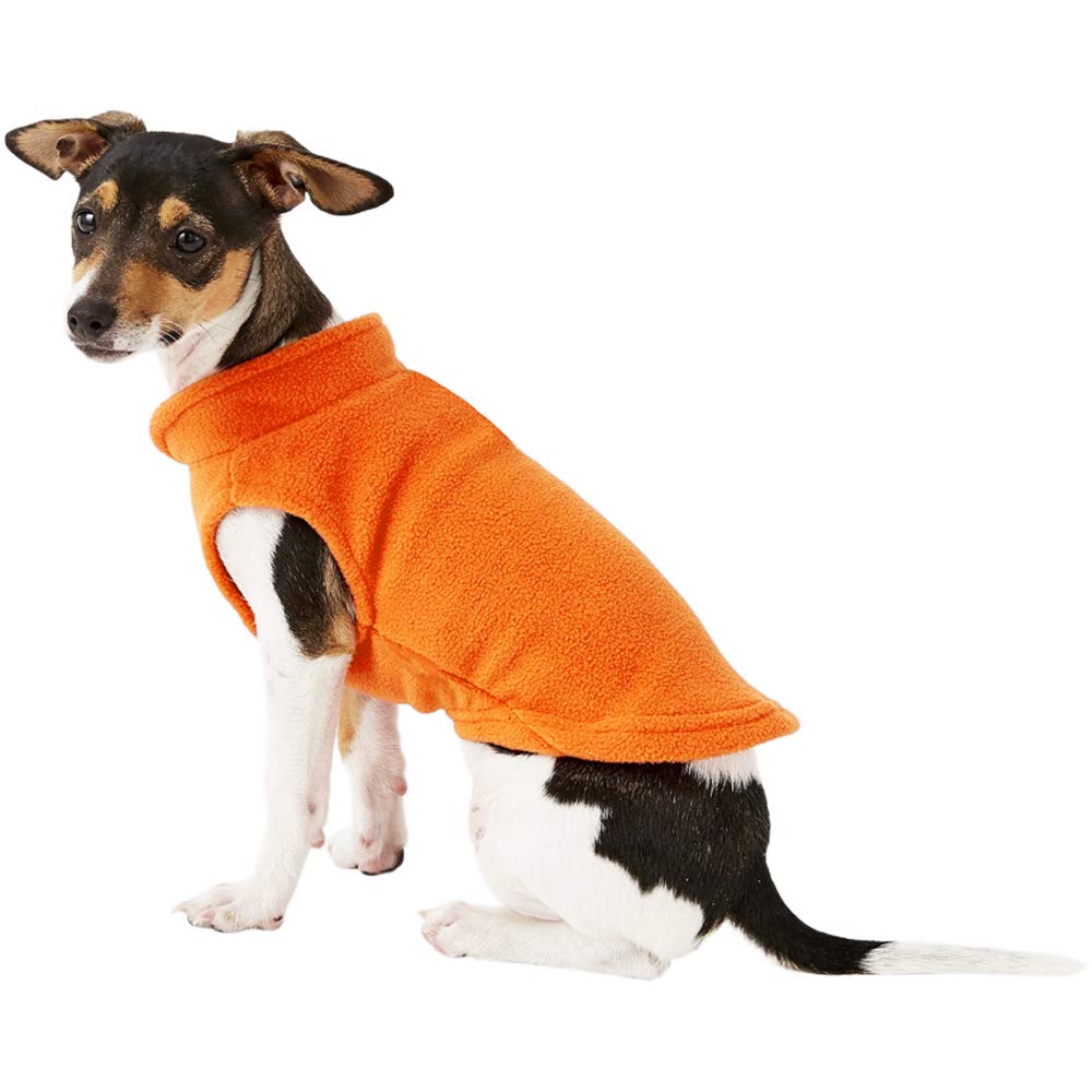 Droolingdog Small Dog Fleece Shirts Cat Fleece Vest For Small Dogs, Medium, Orange