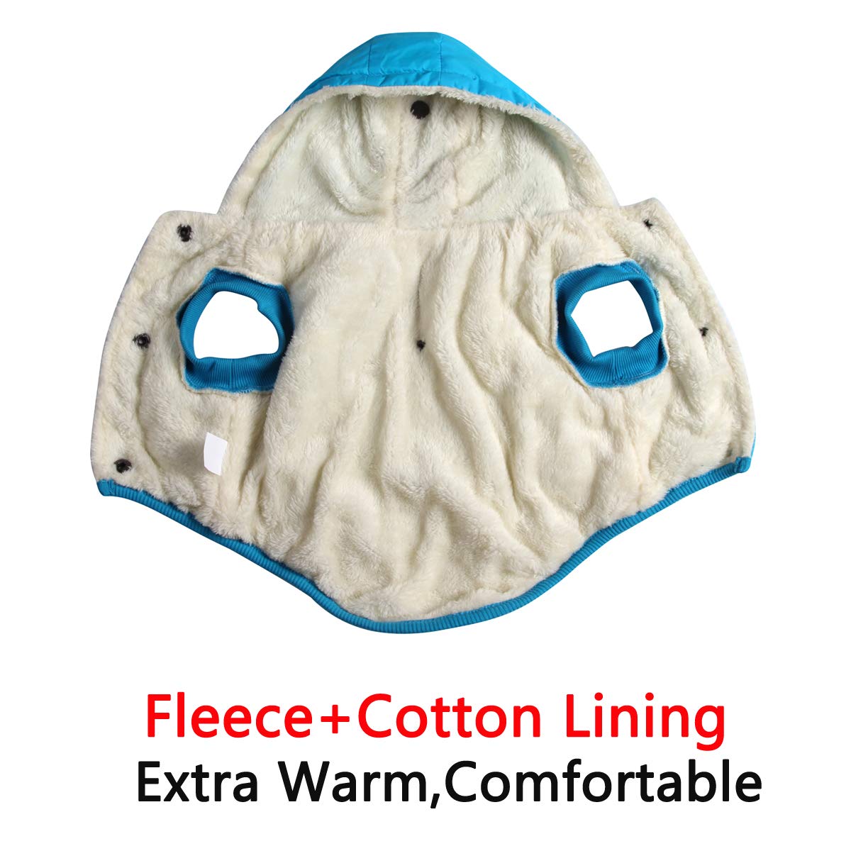 Vecomfy Fleece Lining Extra Warm Dog Hoodie In Winter For Large Dogs Jacket Pet Coats With Hooded,Light Blue Xl