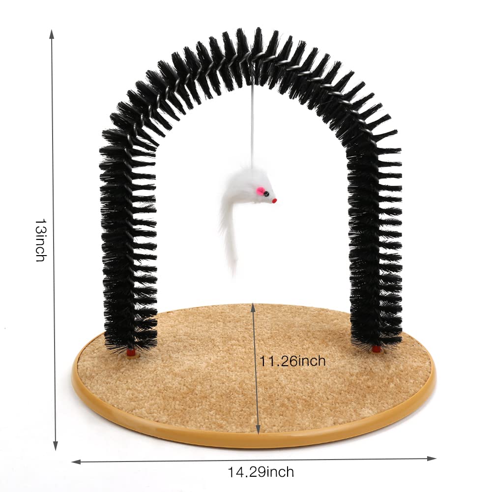 Cat Scratcher, Cat Brushes For Indoor Cats, Cat Arch Self Groomer Scratching Board Scratch Pad, Cat Hair Brush For Shedding, Cat Face Head Self Grooming Brush Post For Deshedding W/Cute Kitten Toy