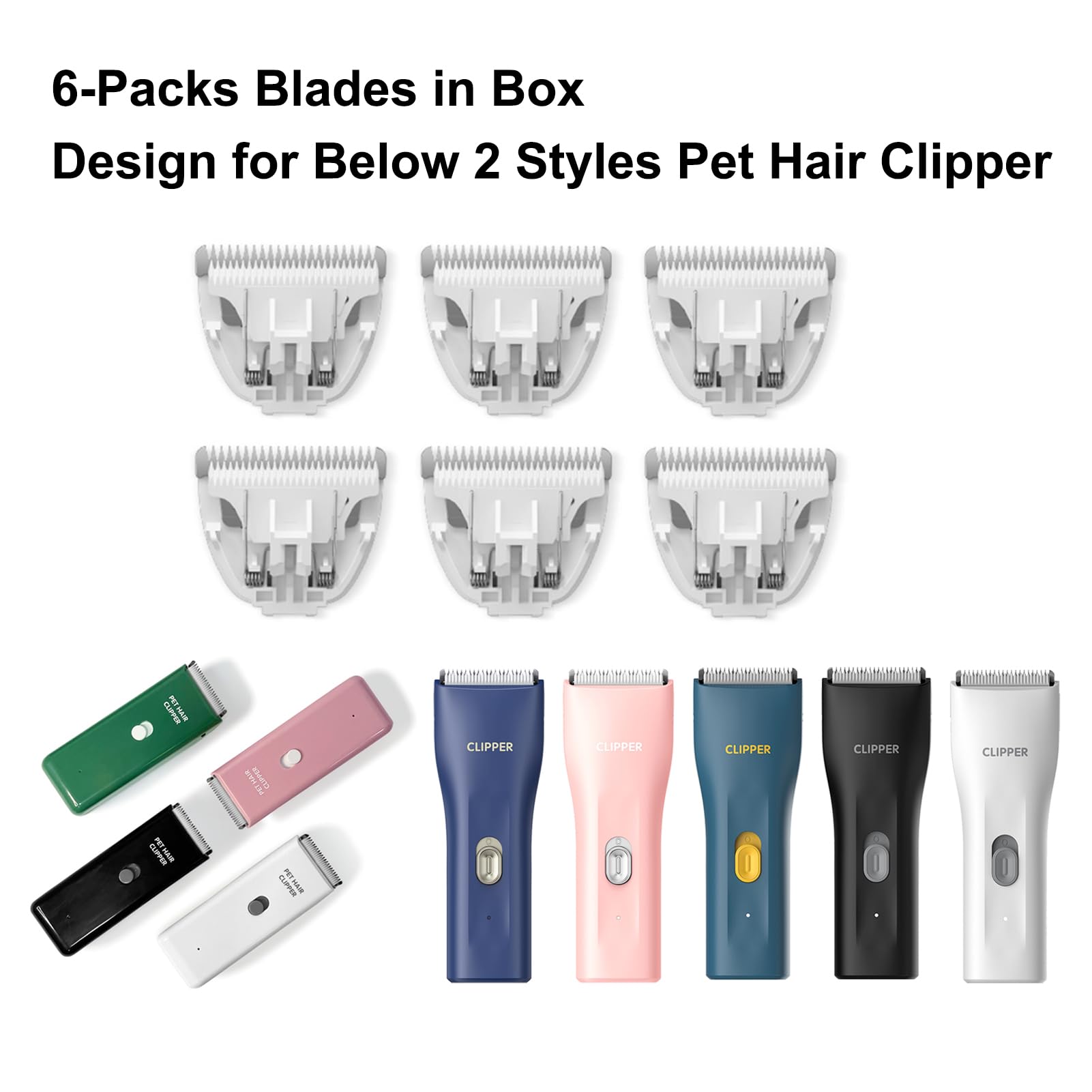 Founouly 6-Packs Home Professional Pet Dog Cat Grooming Clipper Replacement Blades Only
