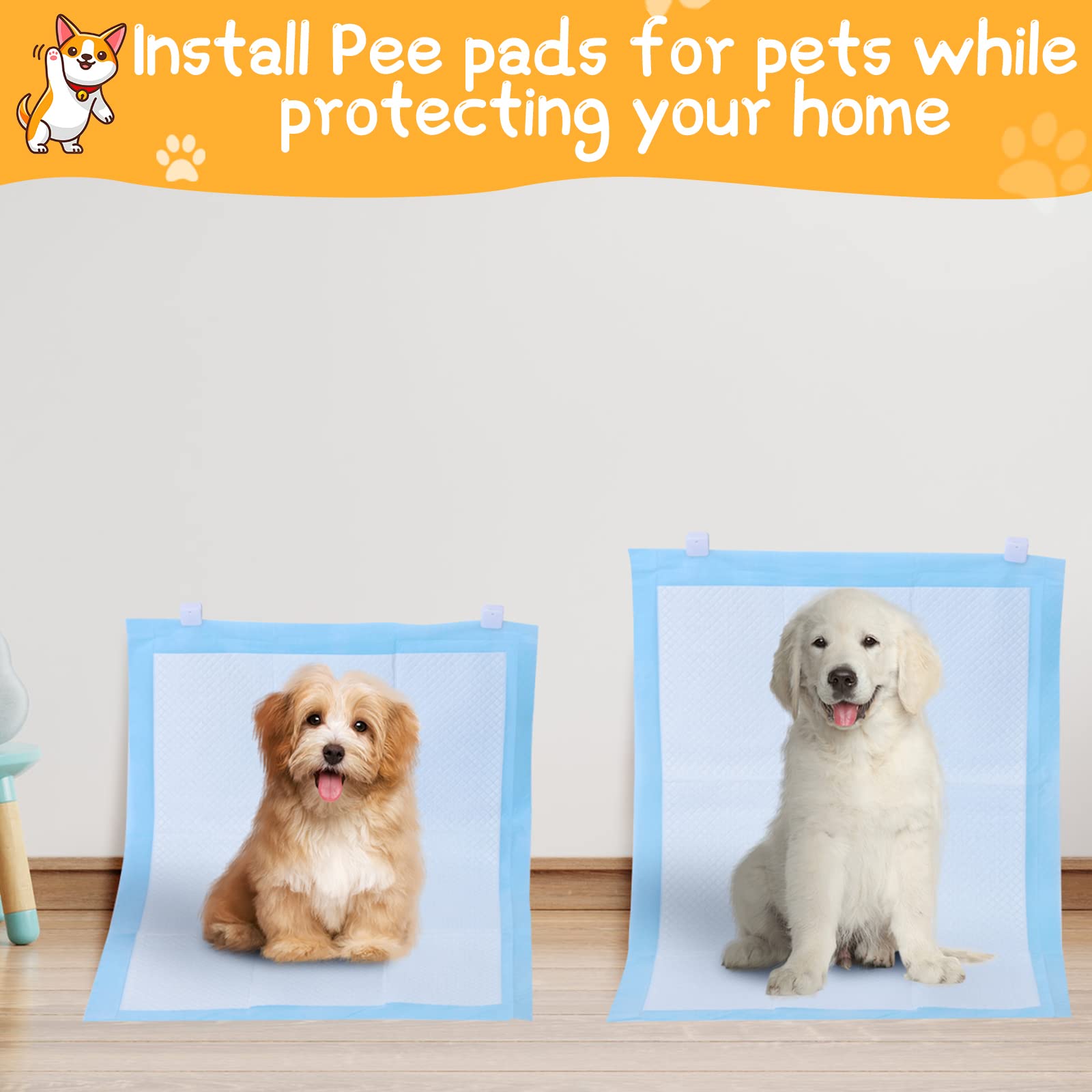 Yalikop 12 Pcs Dog Potty Training Pad Holder - Transparent Adhesive Clips, White