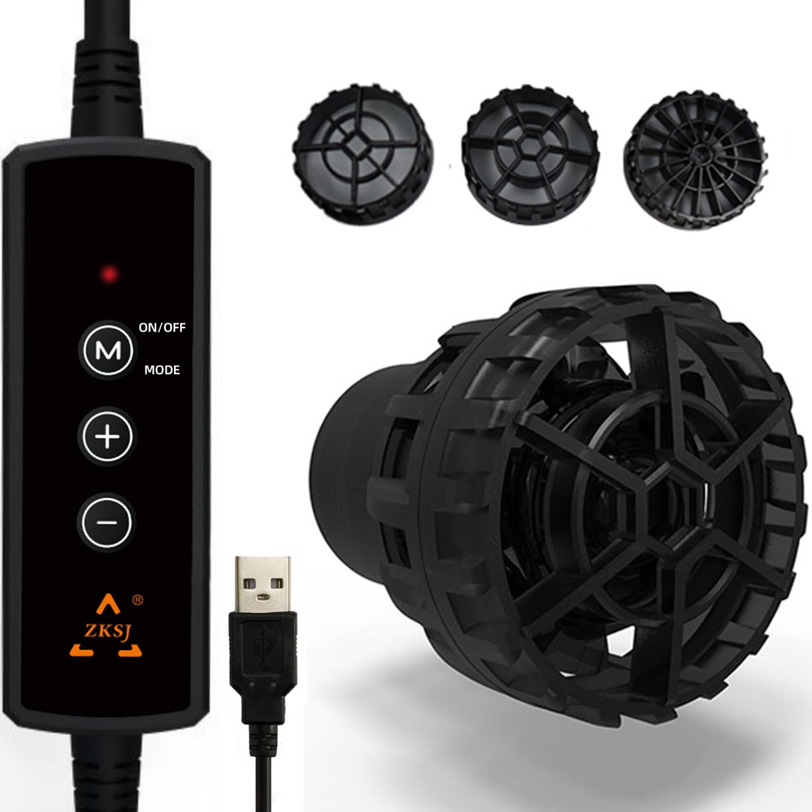 ZKSJ Mini Aquarium Pump Wave maker For Aquarium USB Power Connector 530GPH (2000L/H) Circulation Water Pump 5W DC 5V With Magnet