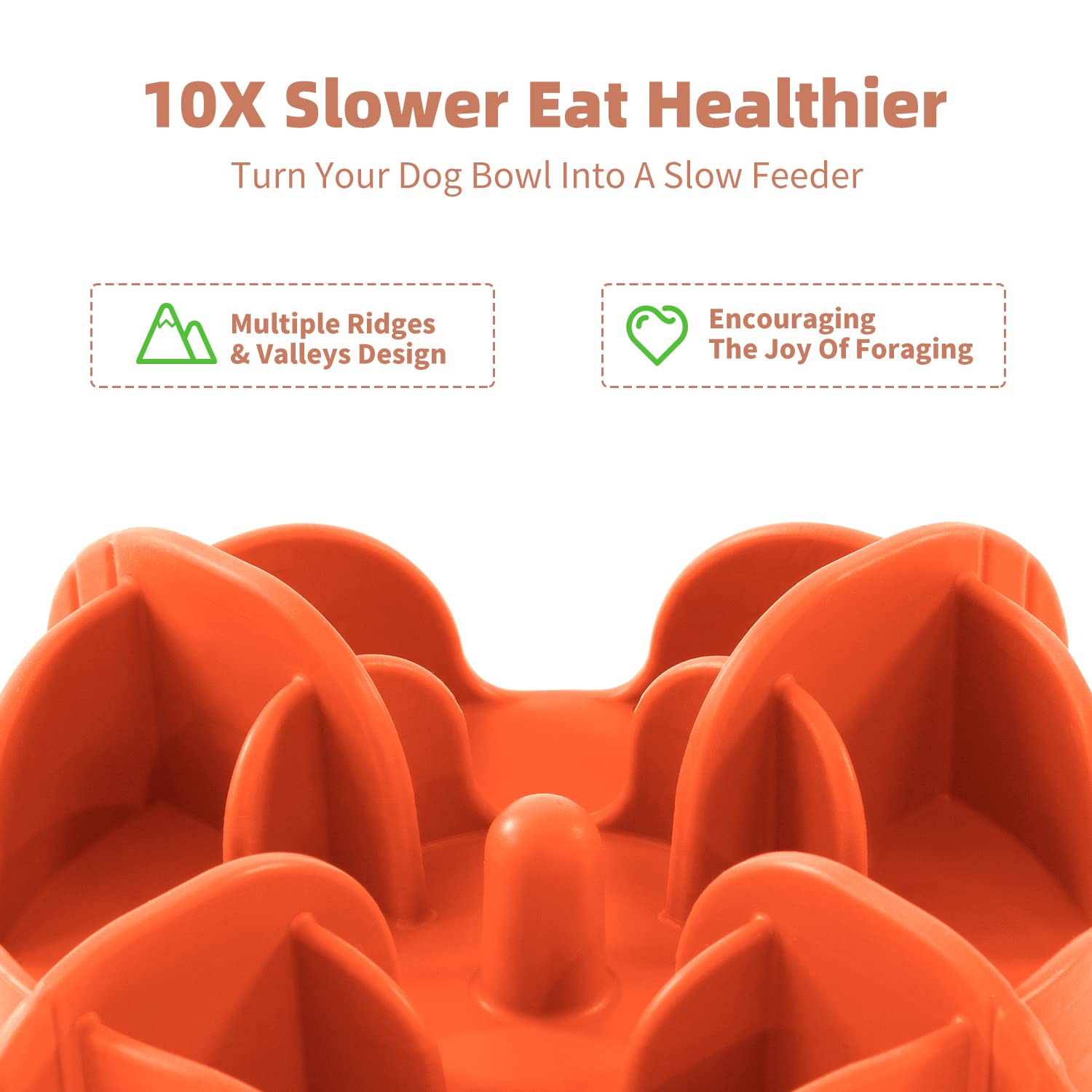 Jaoul Dog Bowl Slow Feeder X-Large 7 Inch Cuttable Slow Feeder Bowl Insert For Small Medium Large Size Dog Bowls (Orange)