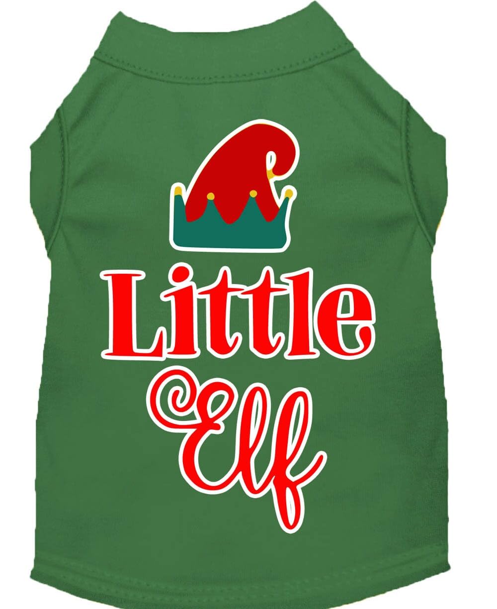 Christmas Pet Dog & Cat Shirt Screen Printed, "Little Elf" Red 2XL (20-25 lbs.)
