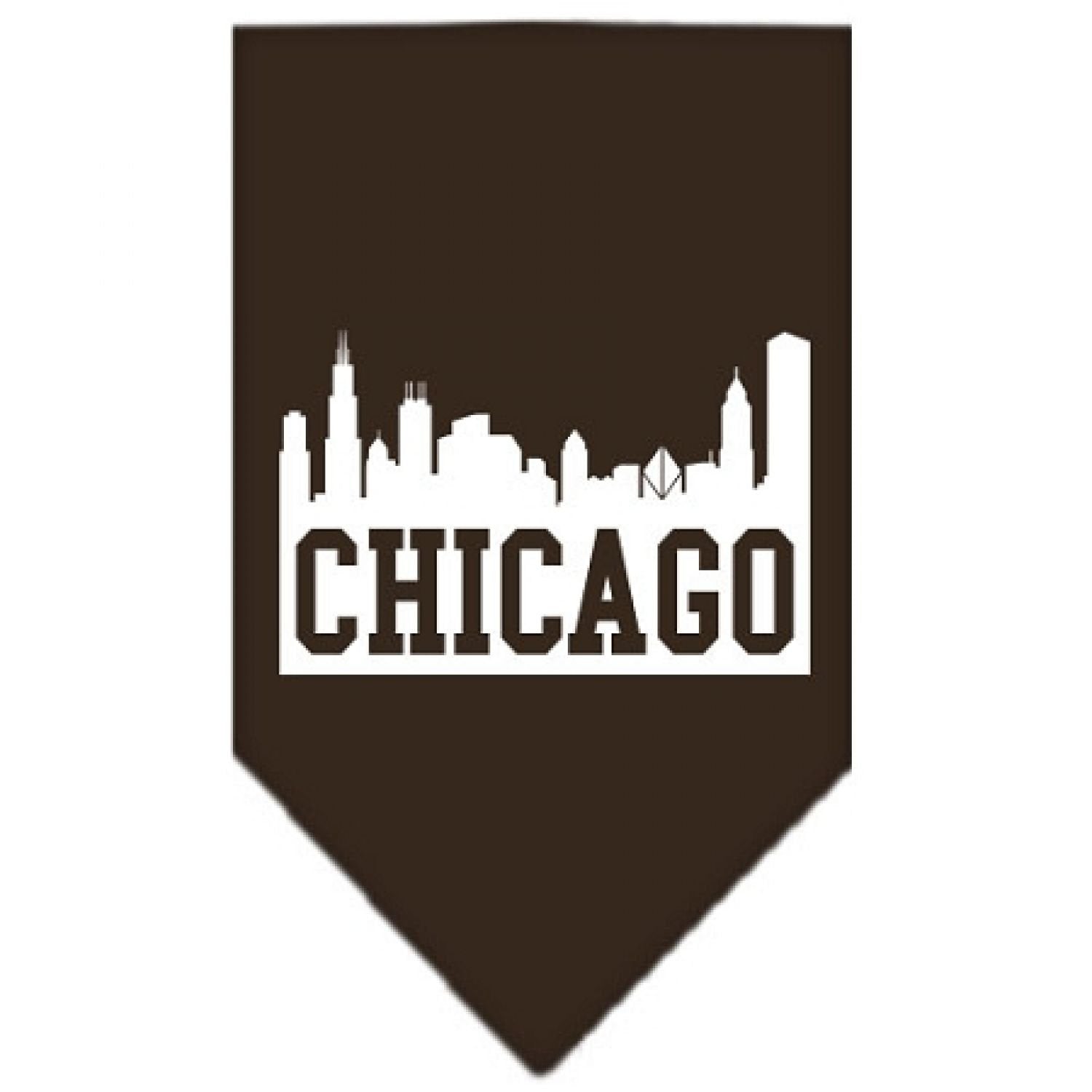 Pet and Dog Bandana Screen Printed, "Chicago Skyline" Cocoa Large