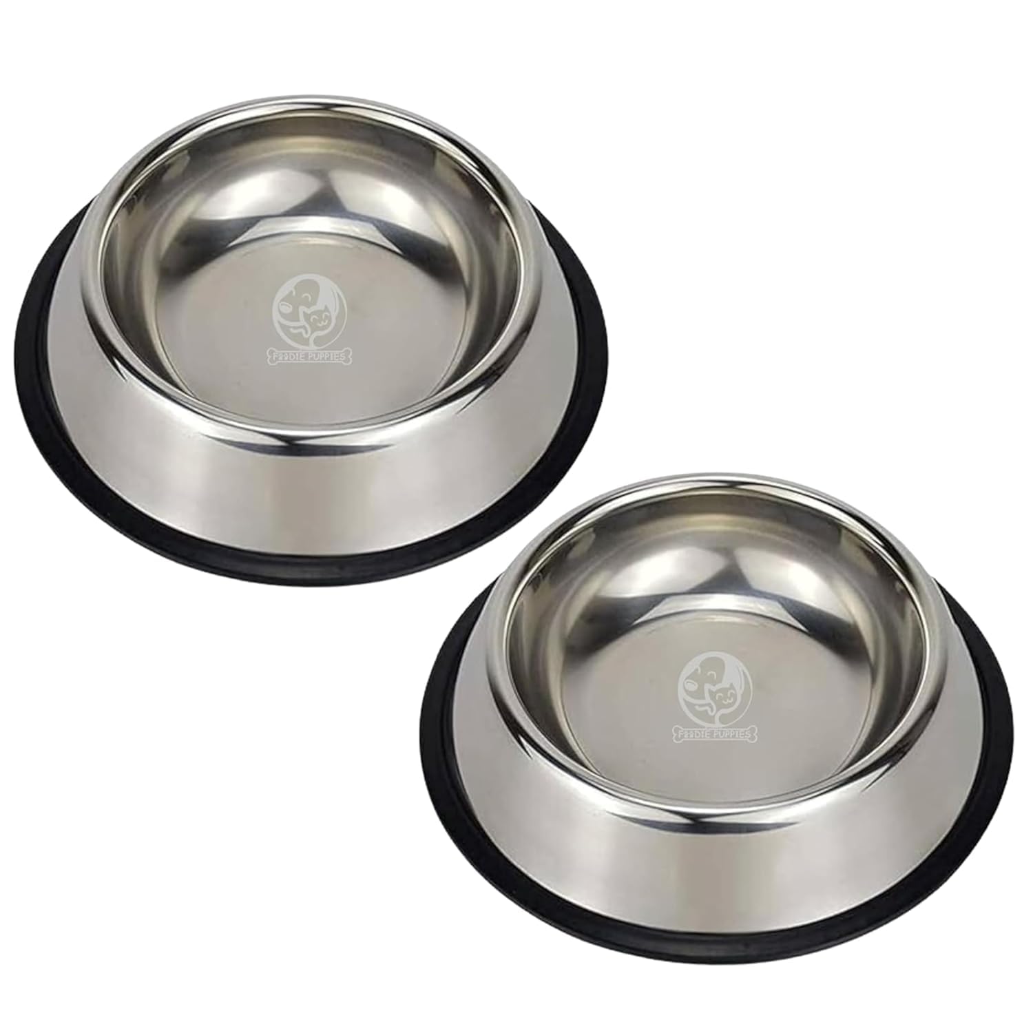 Foodie Puppies Stainless Steel Dog Bowl  (1800Ml, Set Of 2) Pet Feeder Water Food Bowl NonSlip Puppy Dishes For Medium To Larg