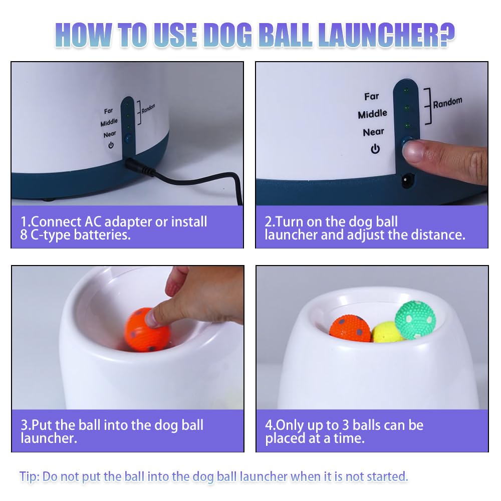 Automatic Dog Ball Launcher, Dog Ball Fetch Machine With Remote Control, Auto Ball Thrower For Small Dogs And Puppies, Pet Self