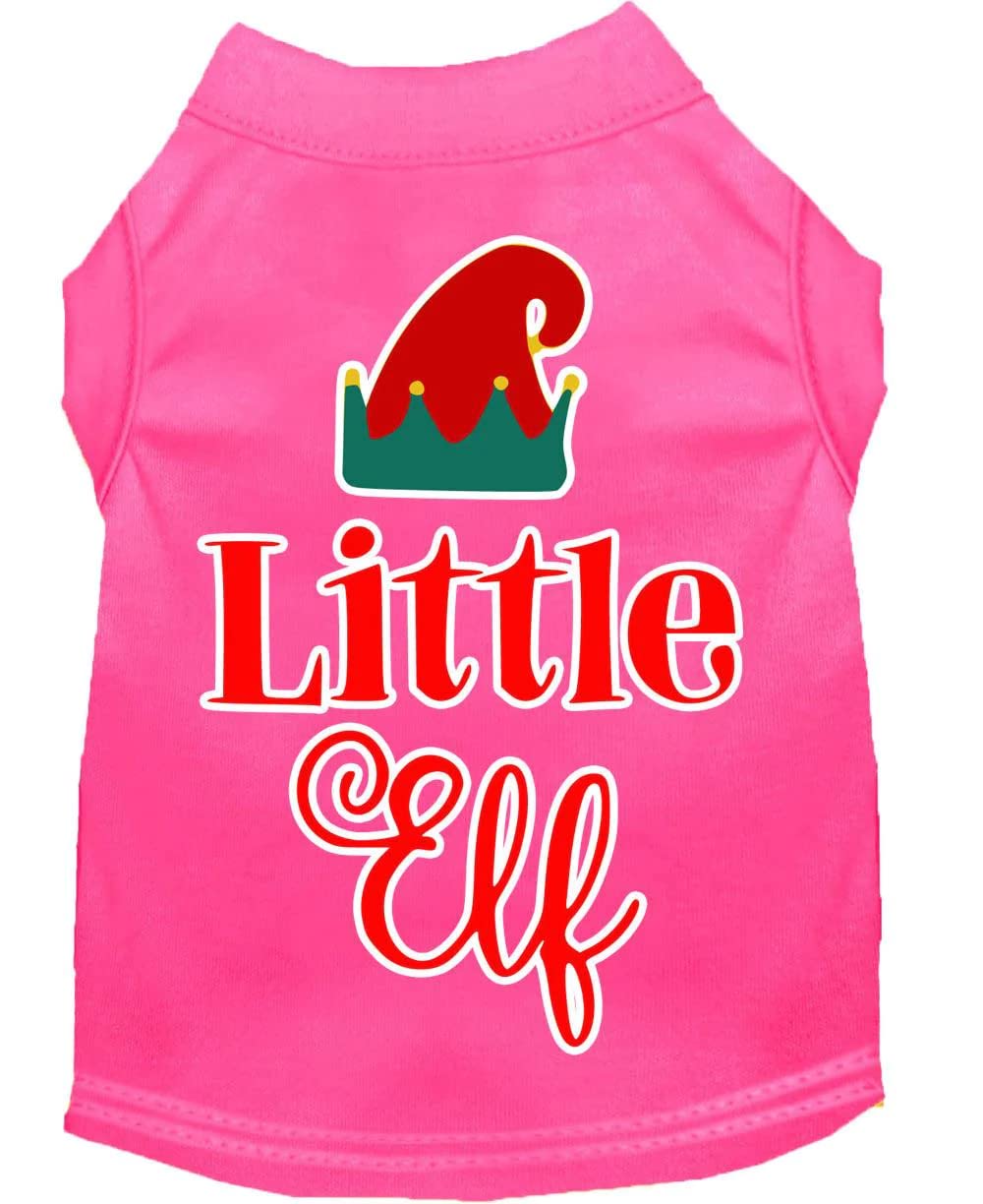 Christmas Pet Dog & Cat Shirt Screen Printed, "Little Elf" Yellow LG (10-14 lbs.)