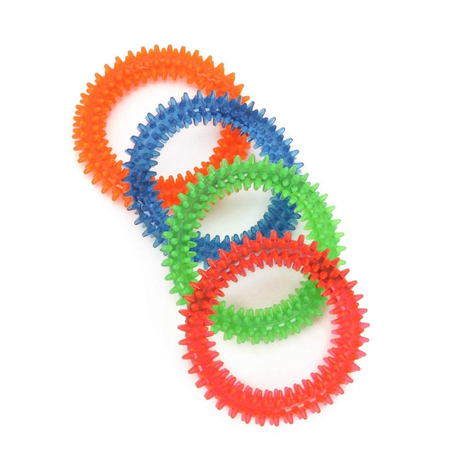 Woofy Natural Rubber Dental Teething Chew Dog Puppy Toy Spiked Ring, 6 Inches, (Color May Vary) 1 Pcs