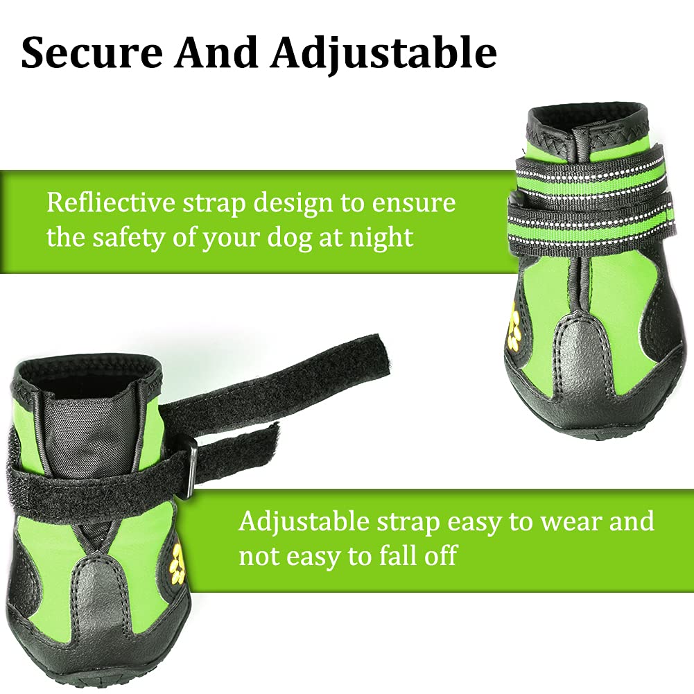 Covertsafe& Dog Boots For Dogs Non-Slip, Waterproof Dog Booties For Outdoor, Dog Shoes For Medium To Large Dogs 4Pcs With Rugged Sole Grey-Green