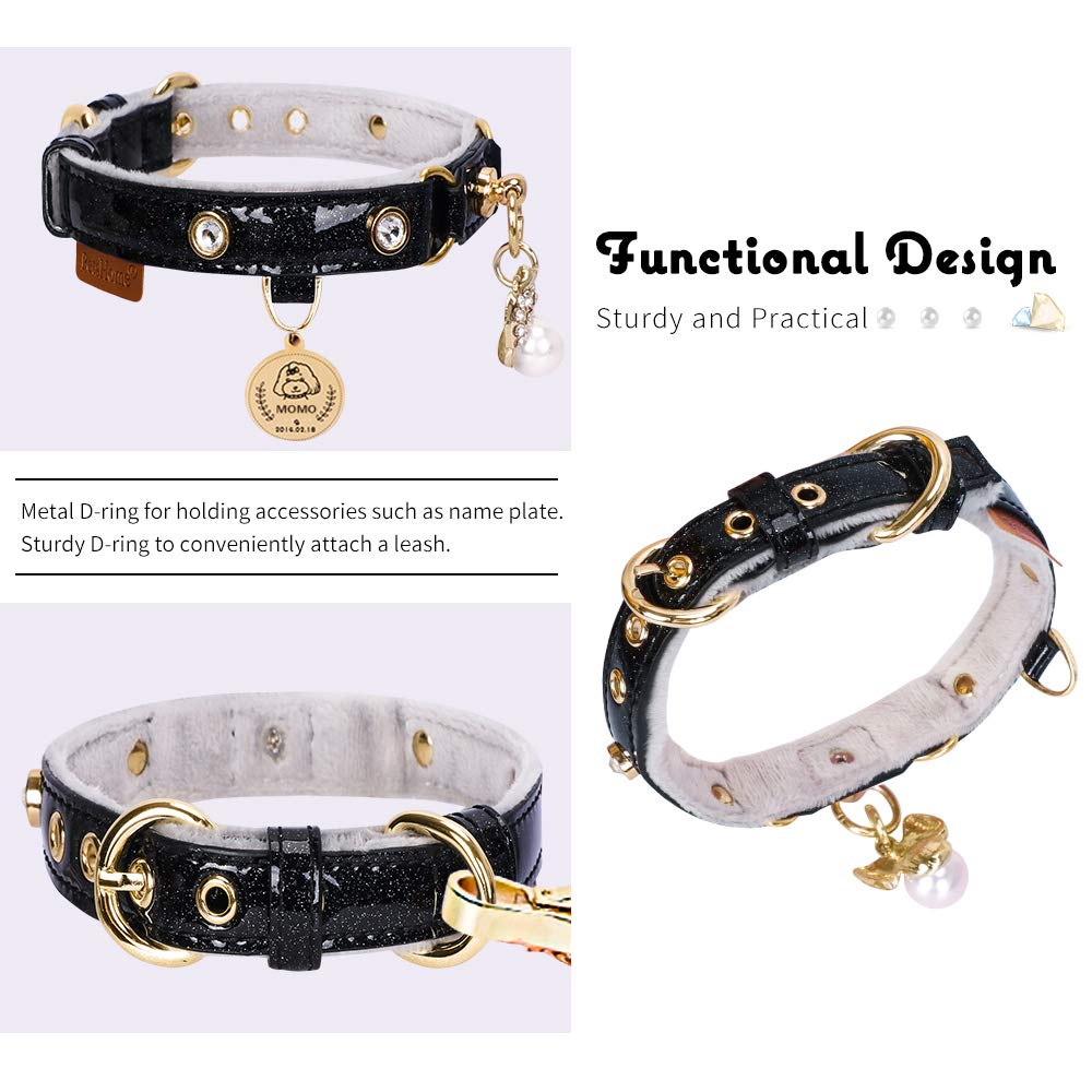 Petshome Cat Collar, Dog Collar, [Bling Rhinestones] Pu Leather Adjustable Pet Collar With Luxury Pendant For Cat And Small Dog Extra Small Silvery