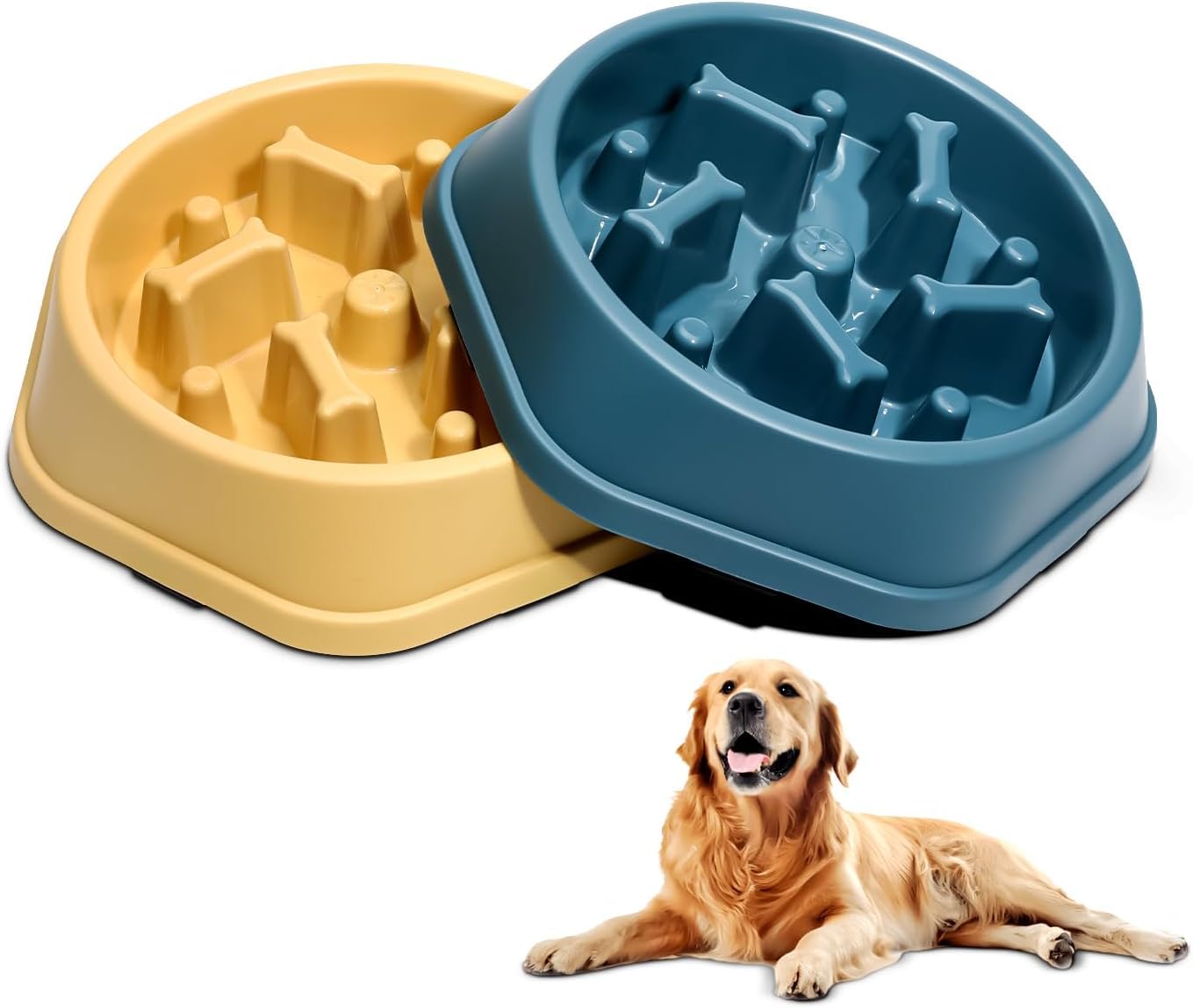 Jiarka 2 Pack Slow Feeder Dog Bowls, AntiChoking Puzzle Dog Food Bowls For Slower Eating, Personalized Dog Bowls For Medium Dog