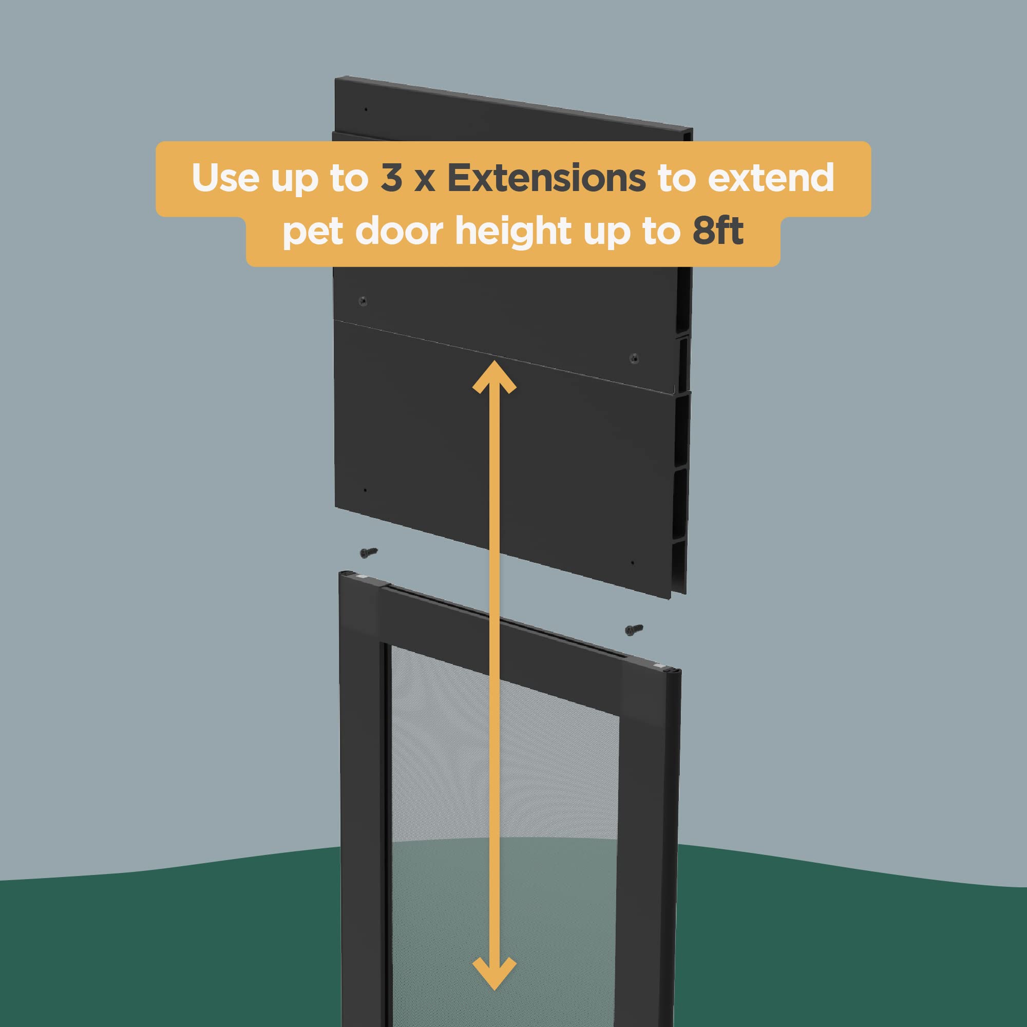 Hakuna Pets Patio Pet Door 3.9?Height Extension, Fits Screen Insert Panel For Large Doors, Black