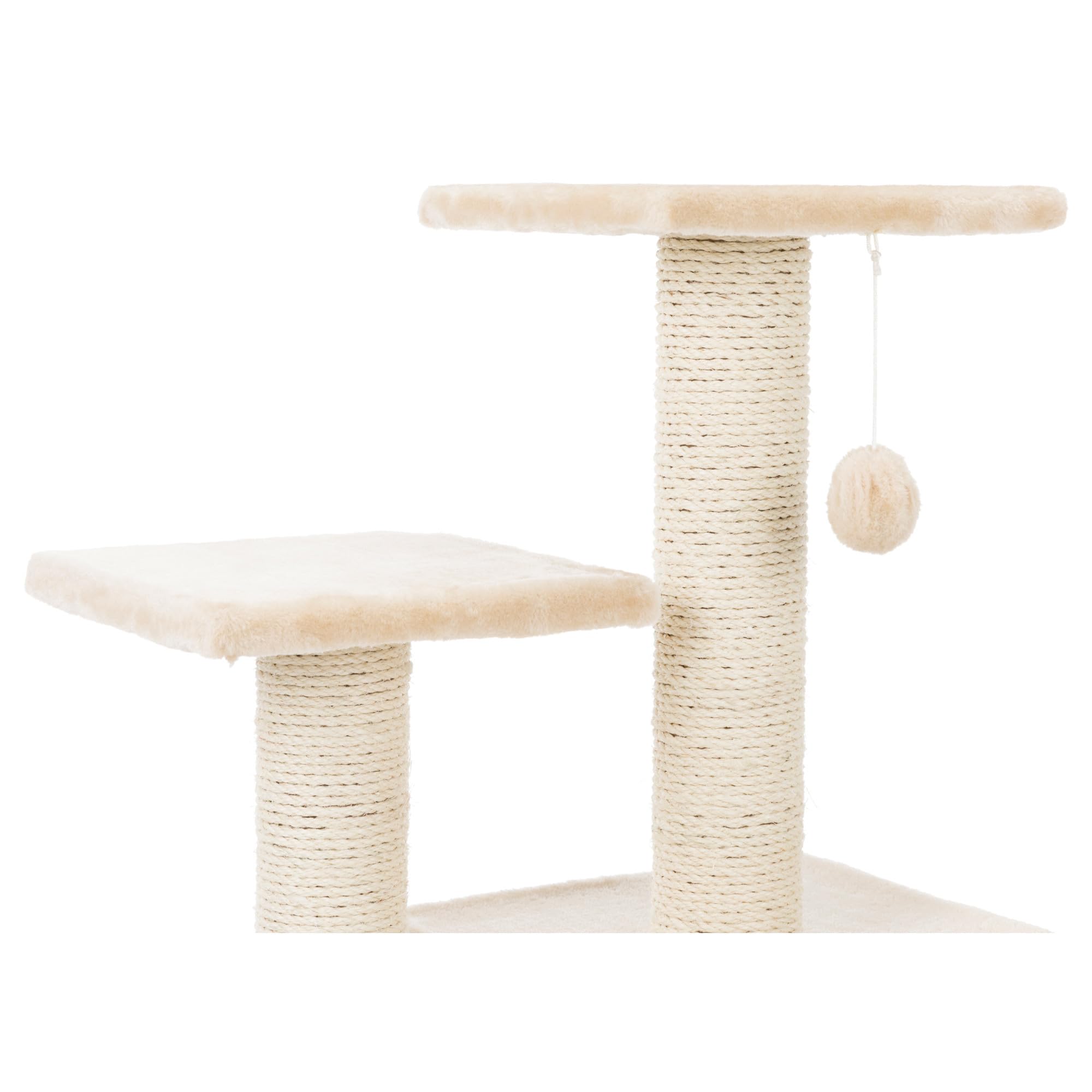 Trixie Valencia Scratching Post With Condo, Two Platforms, Dangling Cat Toy, Beige