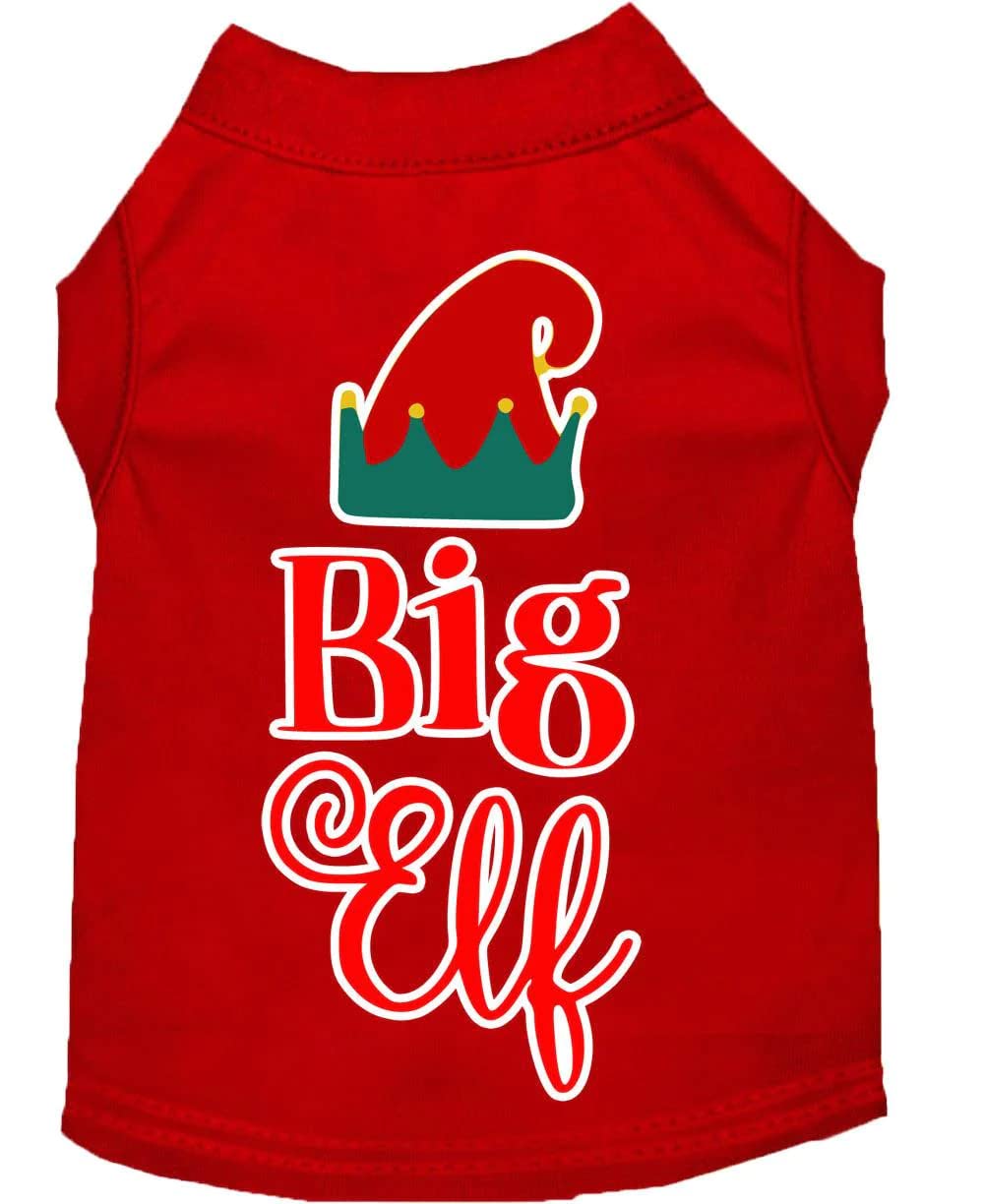 Christmas Pet Dog & Cat Shirt Screen Printed, "Big Elf" Blue LG (10-14 lbs.)