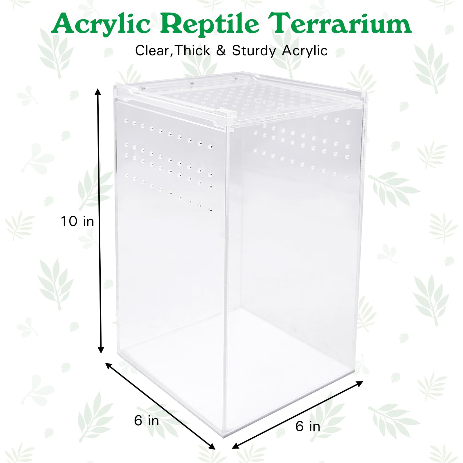 Apatal Reptile Terrarium Enclosure 6'X6'X10' Tall Acrylic Tarantula Breeding Box Magnetic Hermit Crab Habitat Vertical Tank T