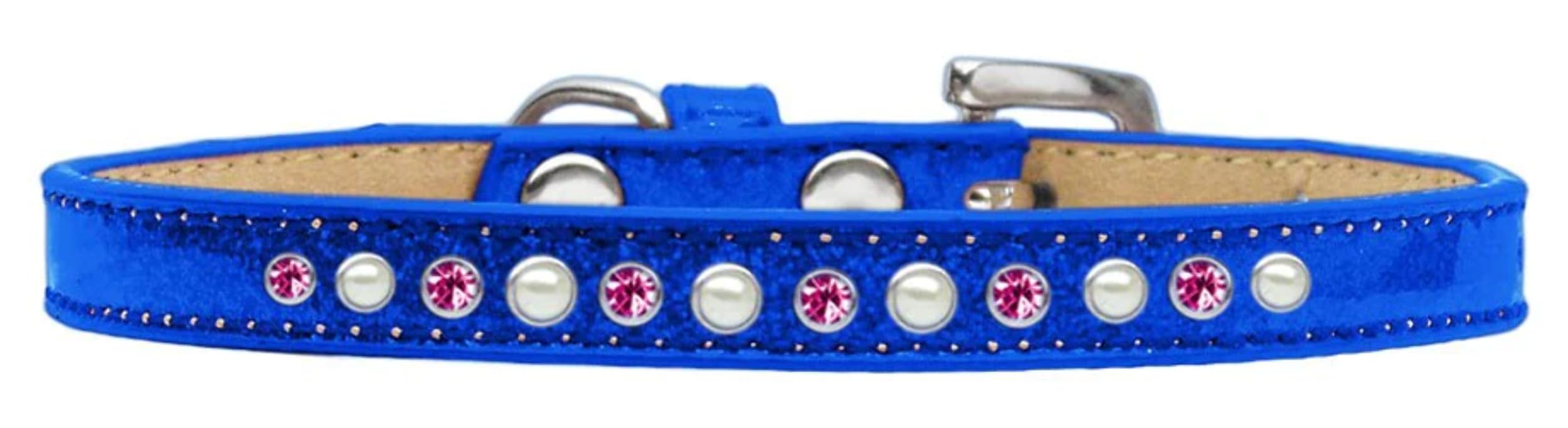 Dog, Puppy and Pet Ice Cream Collar, Pearl & Pink Crystal Rimsets Gold 16